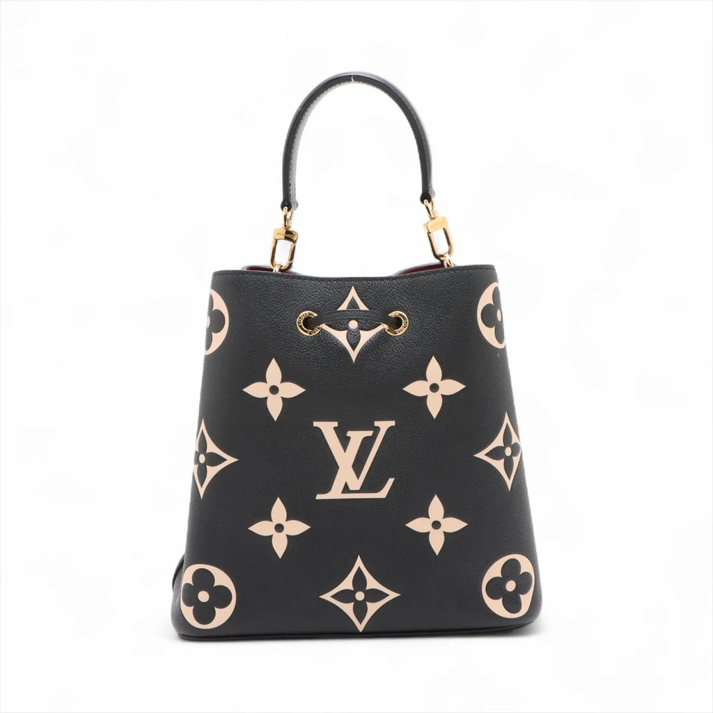Louis Vuitton Black Beige Bicolor Monogram Empreinte Leather Neonoe MM [Clearance Sale]