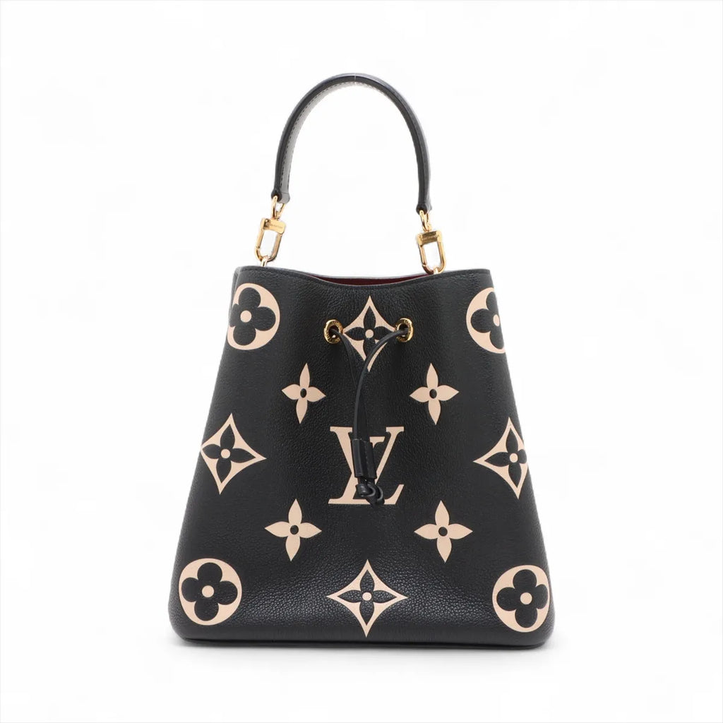 Louis Vuitton Black Beige Bicolor Monogram Empreinte Leather Neonoe MM [Clearance Sale]
