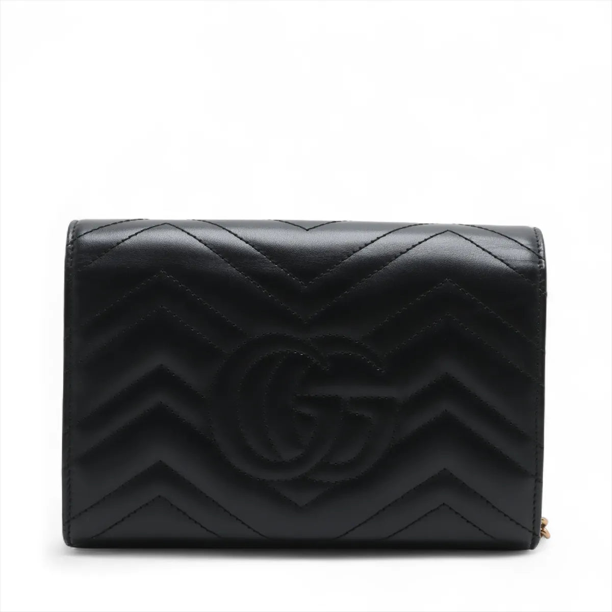 Gucci Black Leather GG Marmont Chain Wallet [Clearance Sale]