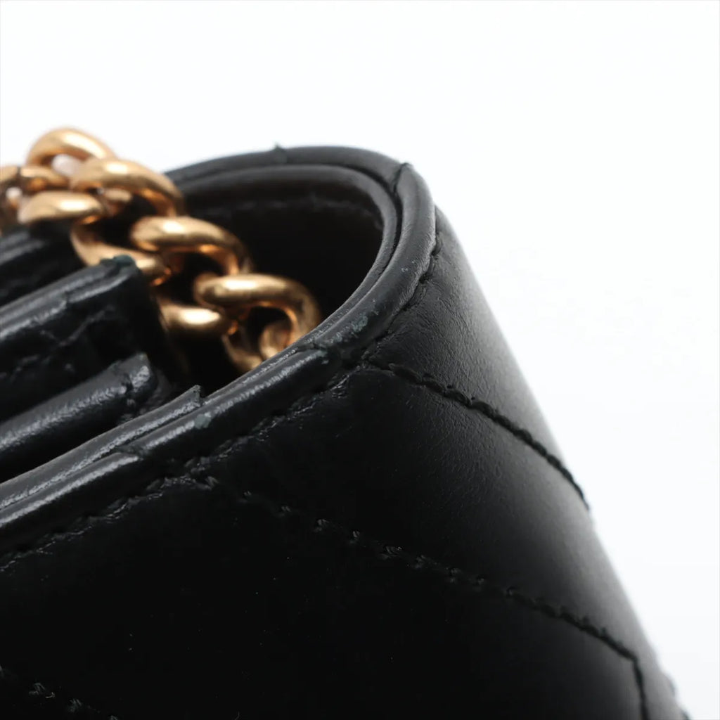 Gucci Black Leather GG Marmont Chain Wallet [Clearance Sale]