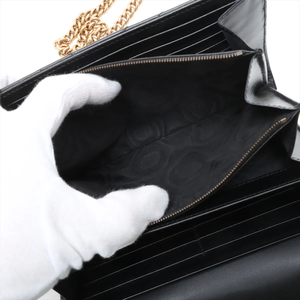 Gucci Black Leather GG Marmont Chain Wallet [Clearance Sale]