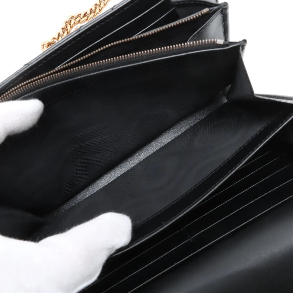 Gucci Black Leather GG Marmont Chain Wallet [Clearance Sale]