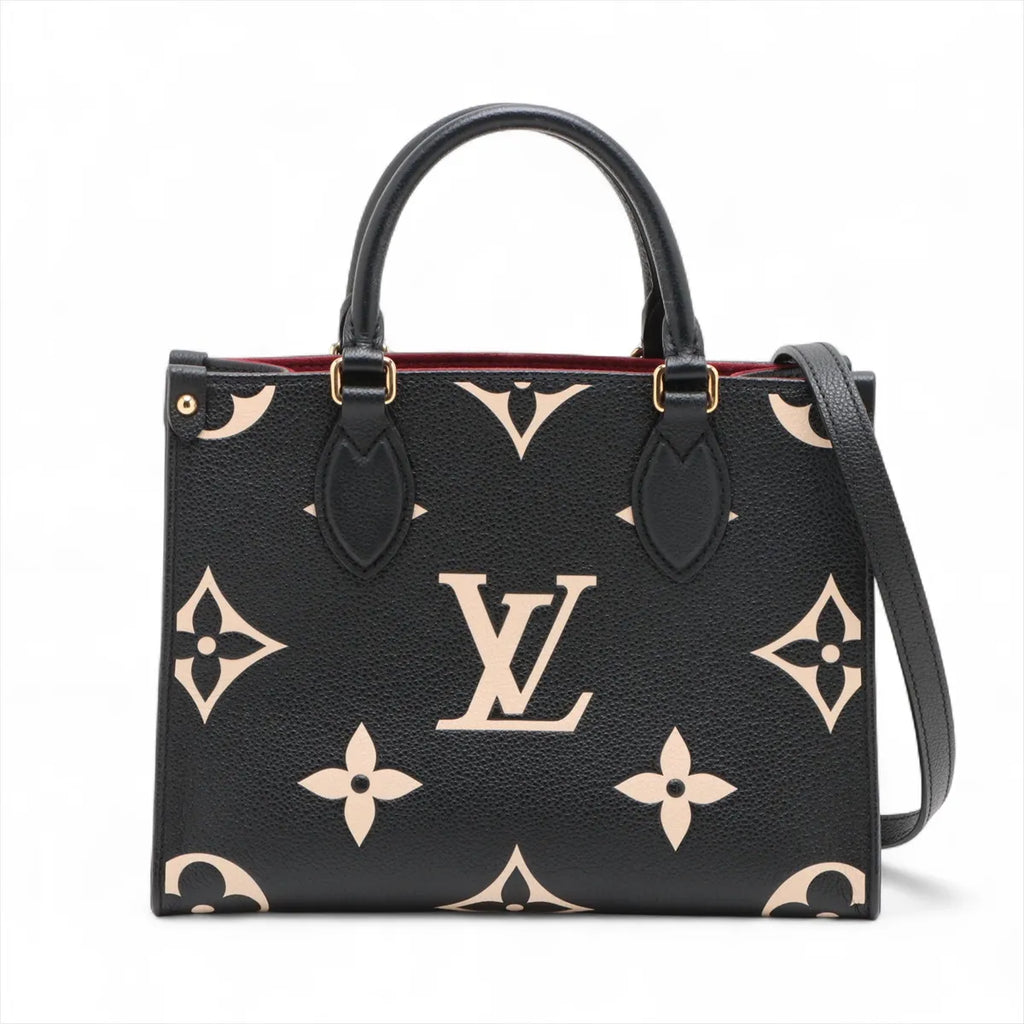 Louis Vuitton Black Beige Bicolor Monogram Empreinte Leather OnTheGo PM [Clearance Sale]