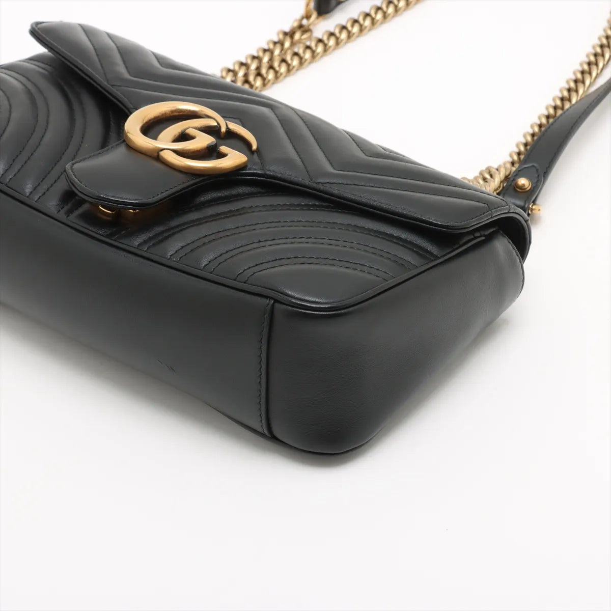 Gucci Black Leather GG Marmont Medium Shoulder Bag [Clearance Sale]