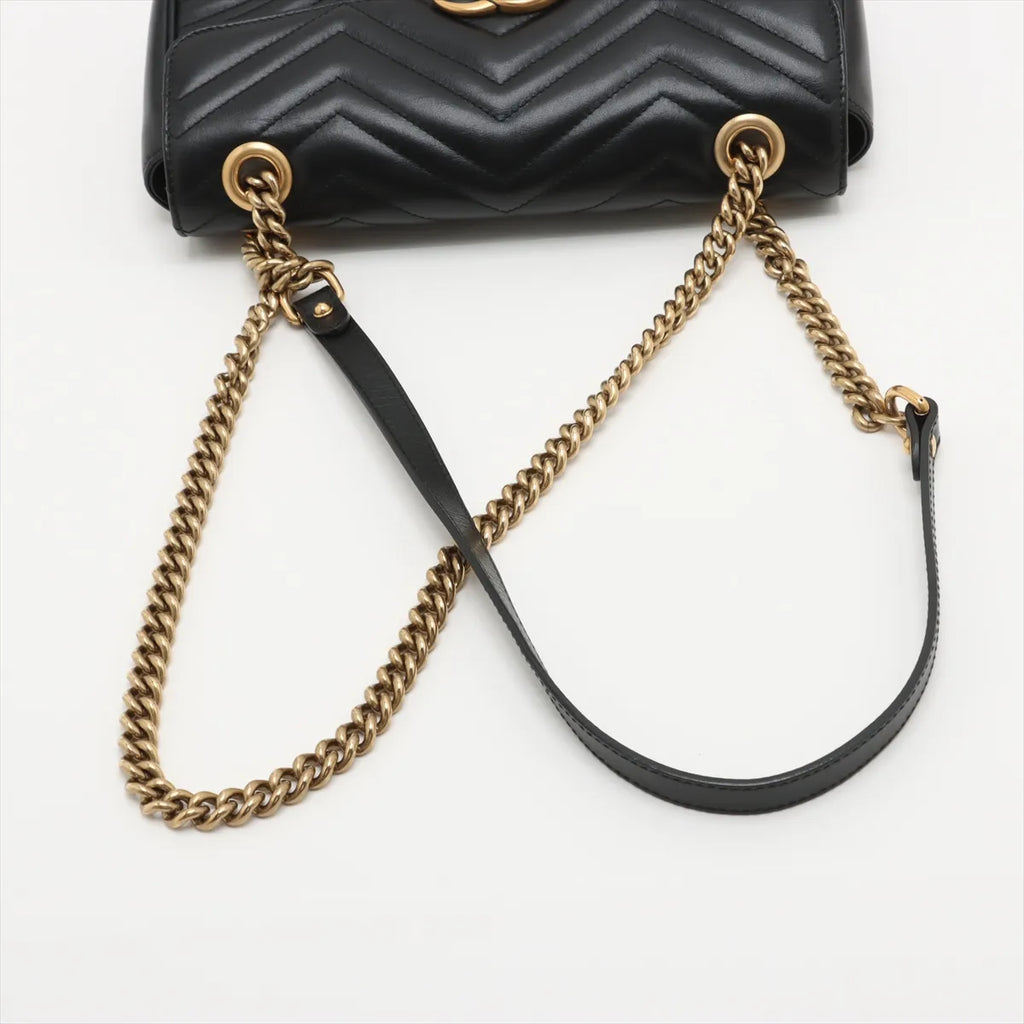 Gucci Black Leather GG Marmont Medium Shoulder Bag [Clearance Sale]
