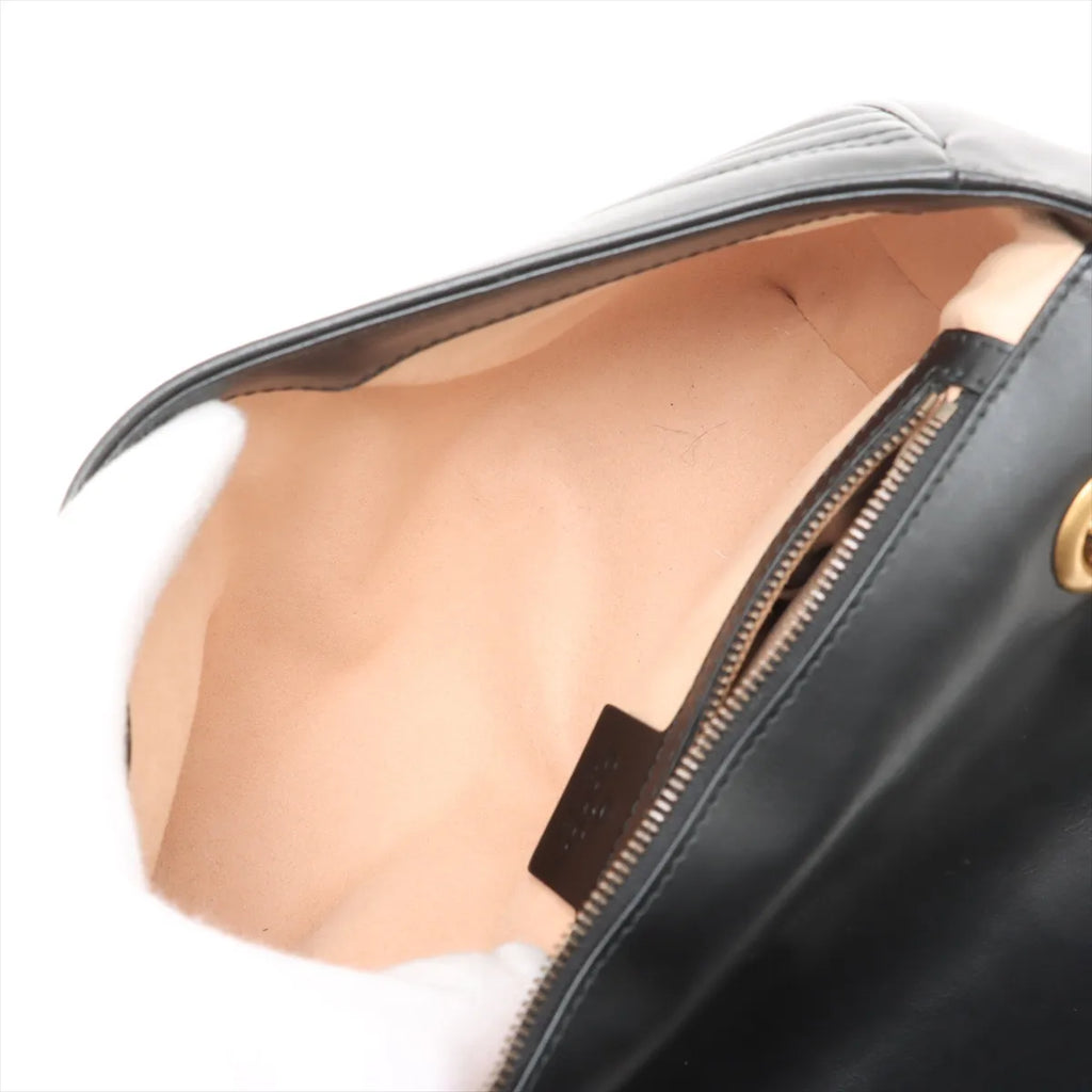 Gucci Black Leather GG Marmont Medium Shoulder Bag [Clearance Sale]