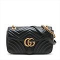 Gucci Black Leather GG Marmont Medium Shoulder Bag [Clearance Sale]