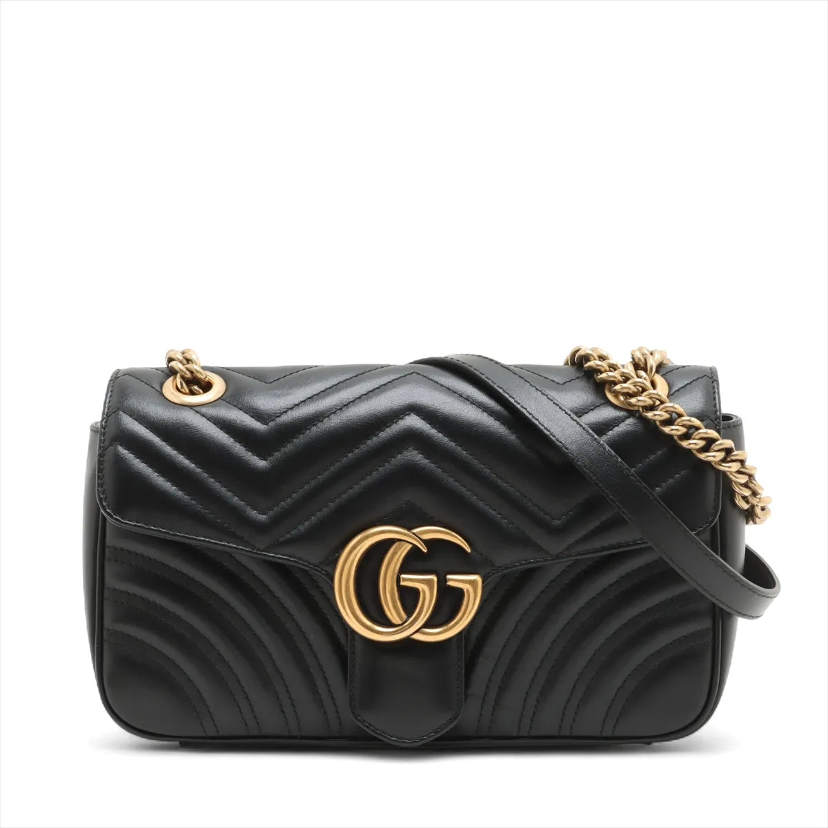 Gucci Black Leather GG Marmont Medium Shoulder Bag [Clearance Sale]