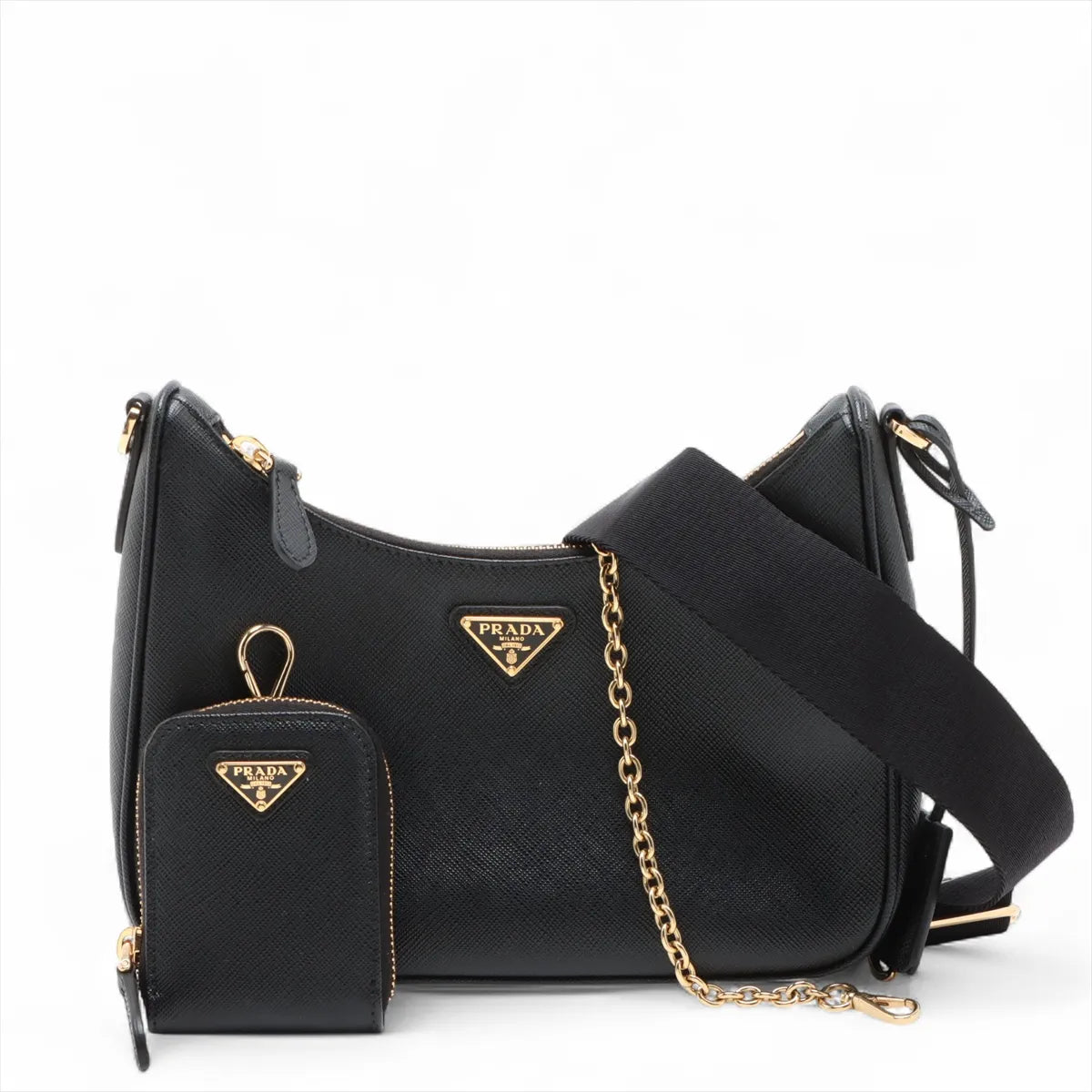 Prada Black Saffiano Leather and Re-Nylon Re-Edition 2005 Shoulder Bag [Clearance Sale]
