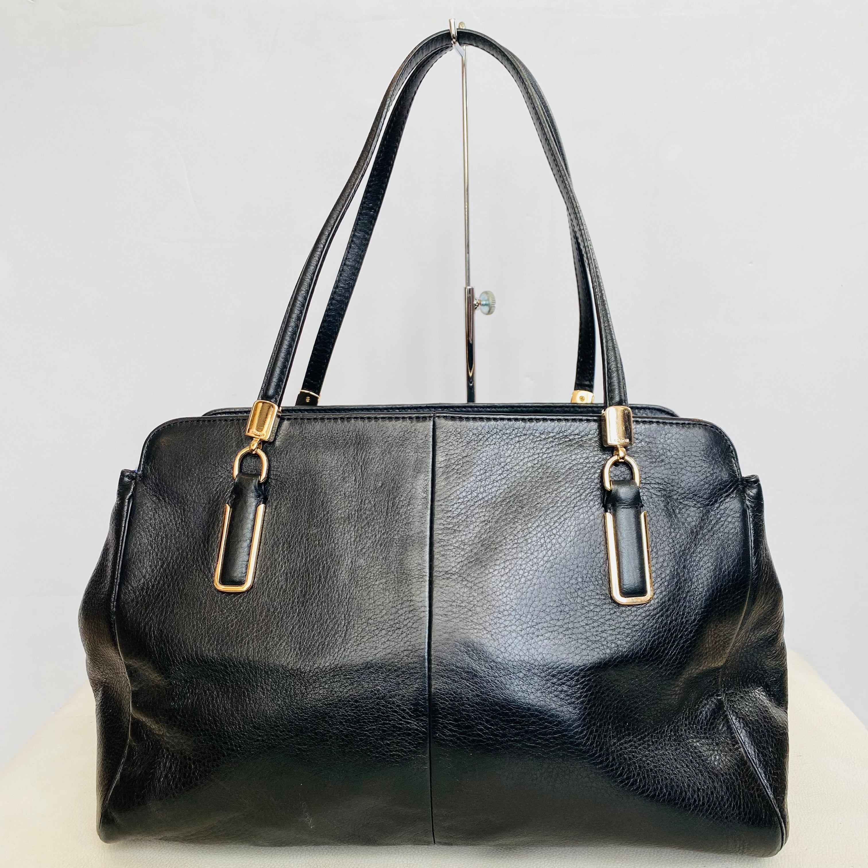 COACH Madison Kimberly CarryAll Pebbled Leather Black Handbag #25161