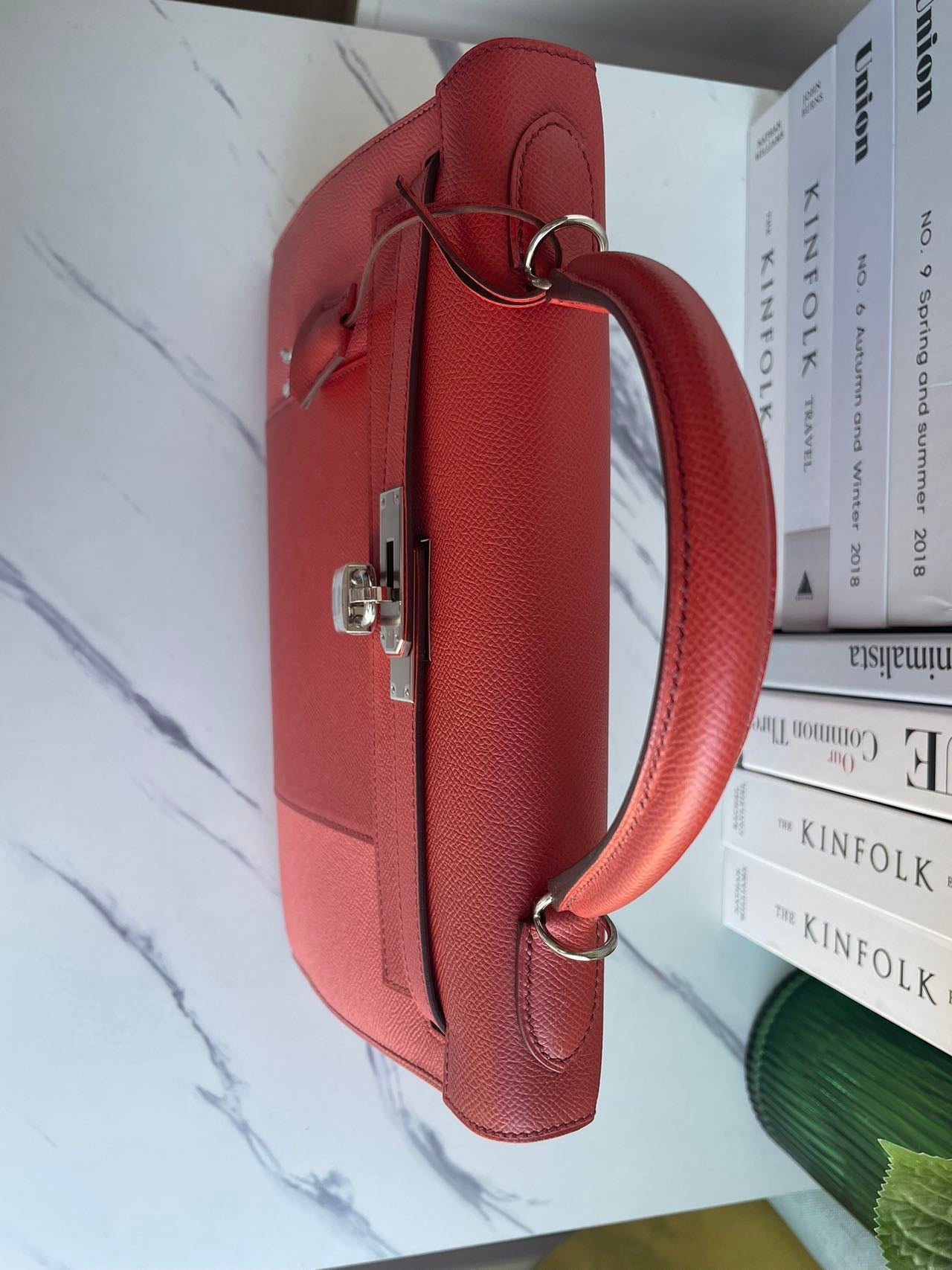 Hermès Kelly 32 Sellier Bi-Color Pink & Coral Epsom (Palladium Hardware)