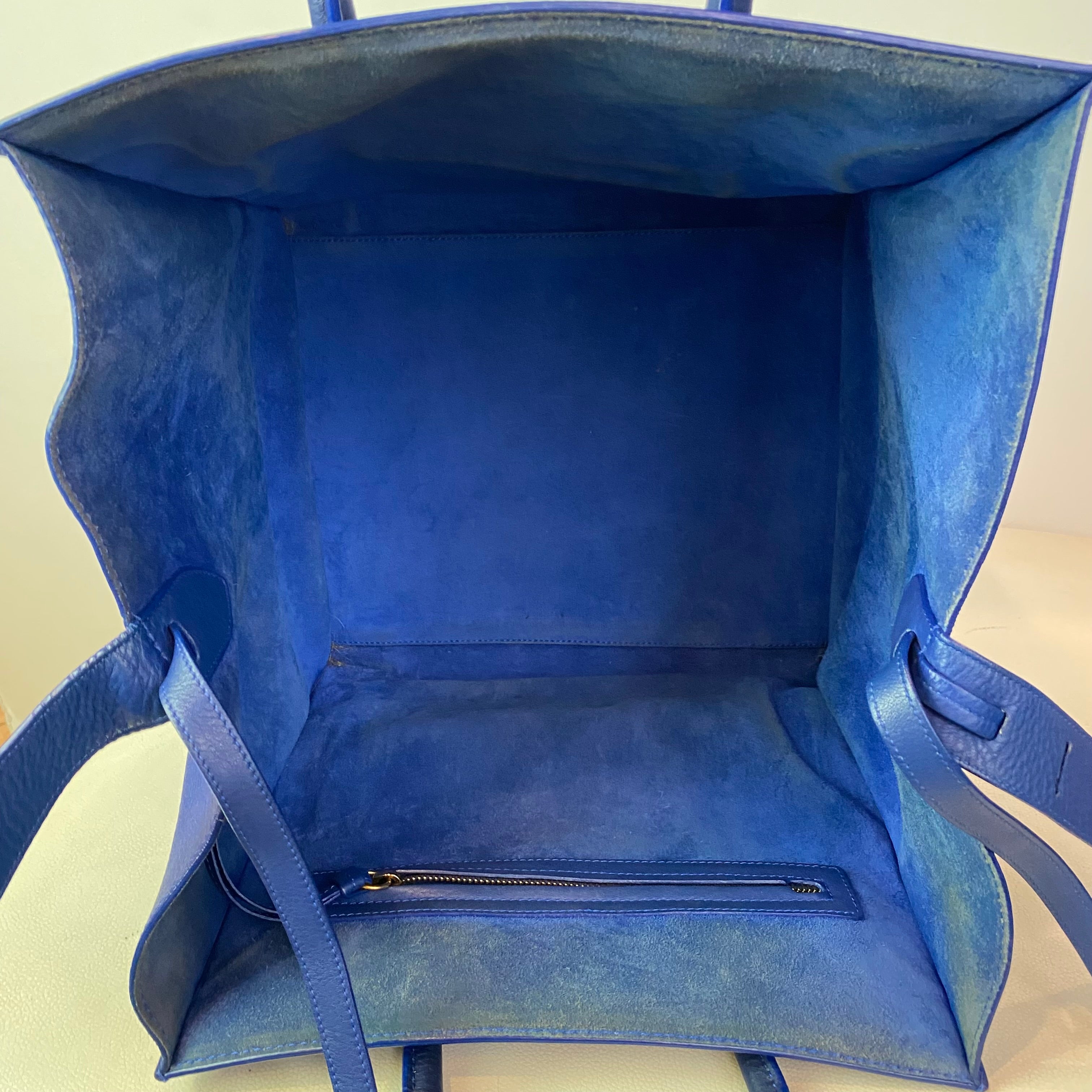CELINE Phantom Leather Tote Shoulder Bag Blue