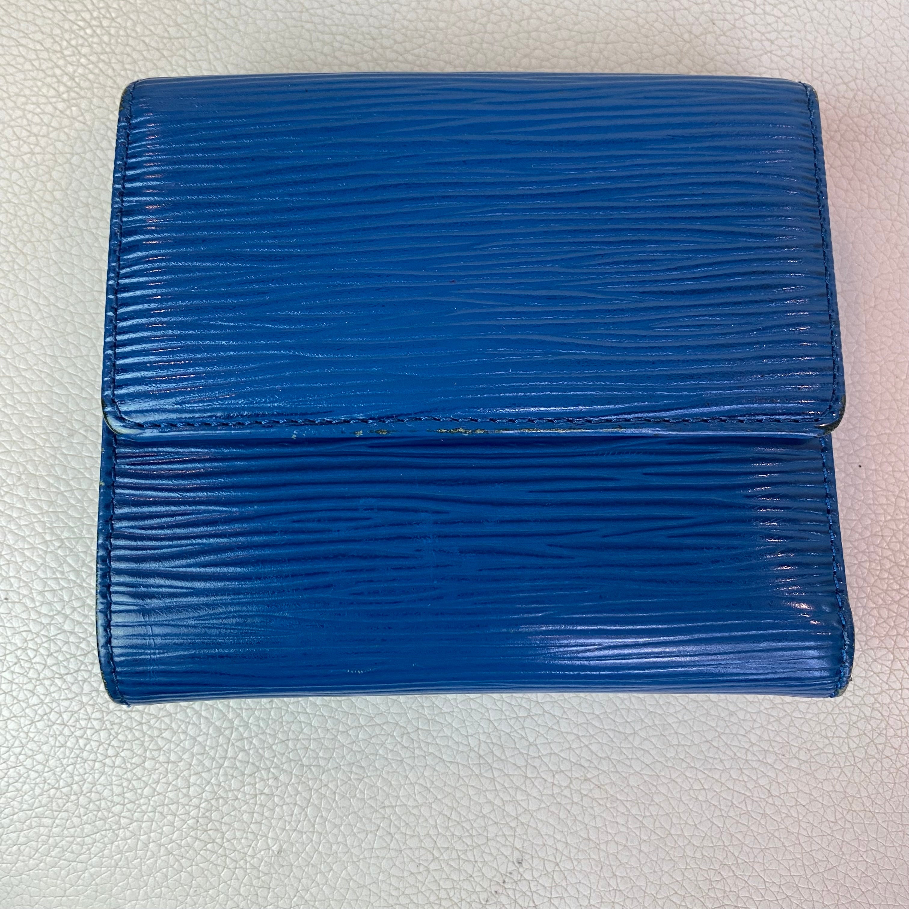 LOUIS VUITTON Epi Alma PM Satchel Handbag with Epi Elise Wallet in Blue