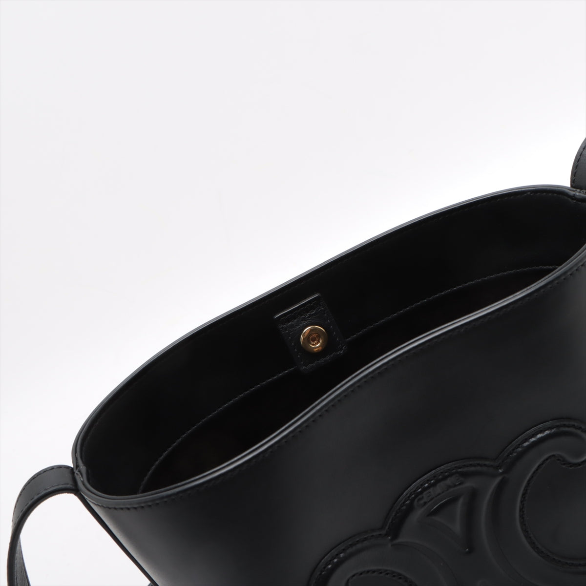 Celine Black Leather Triomphe Small Bucket Bag [Clearance Sale]