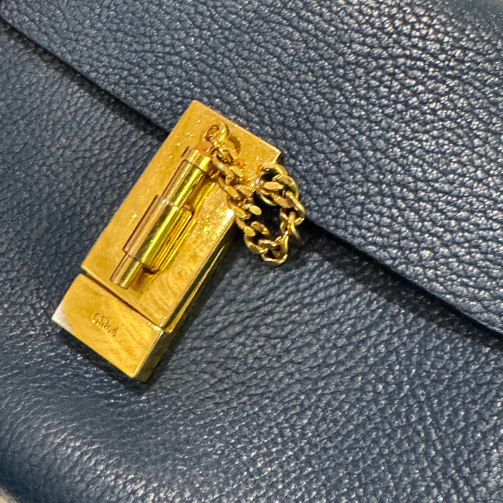 CHLOÉ MINI DEEP BLUE LEATHER “PIGGY” BAG