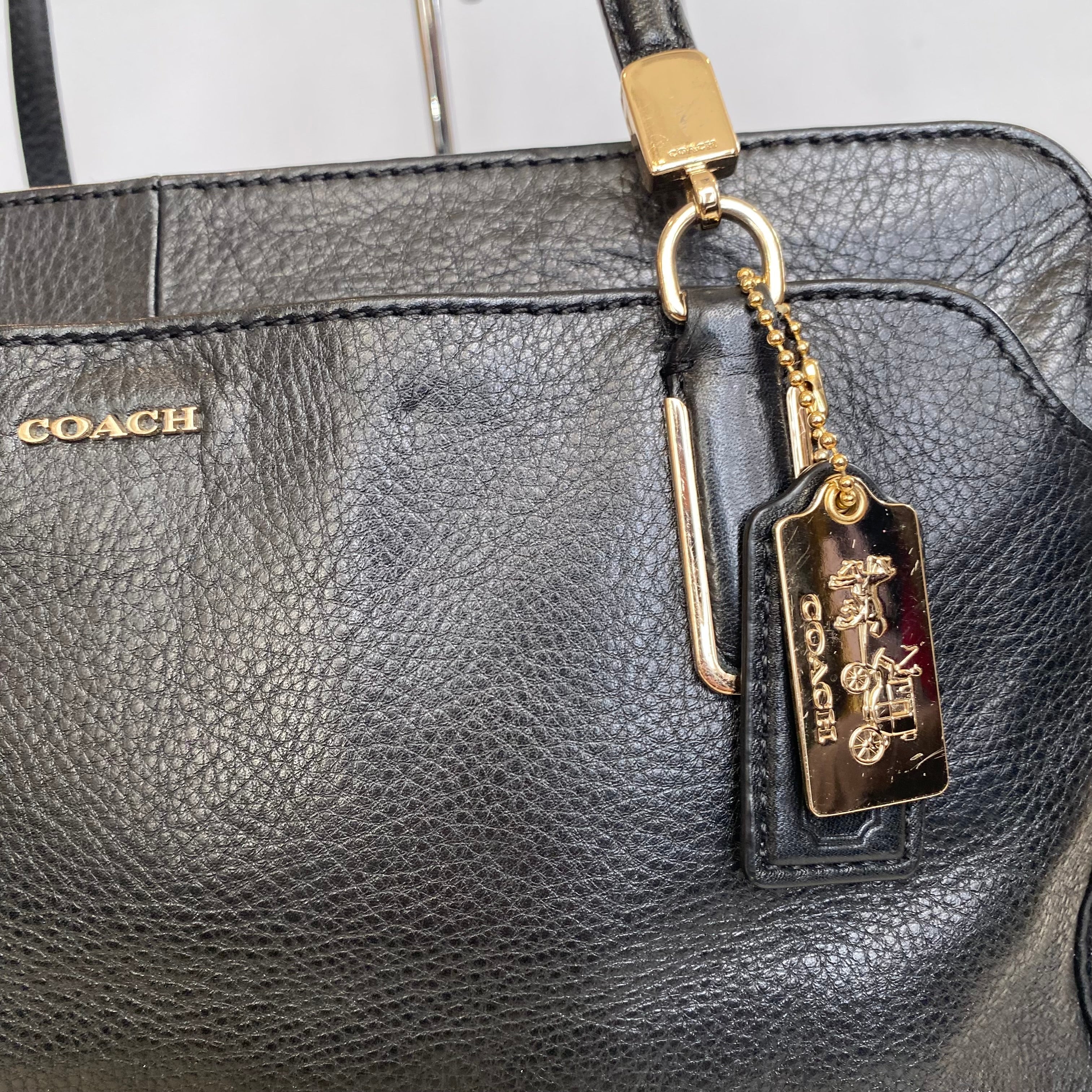 COACH Madison Kimberly CarryAll Pebbled Leather Black Handbag #25161