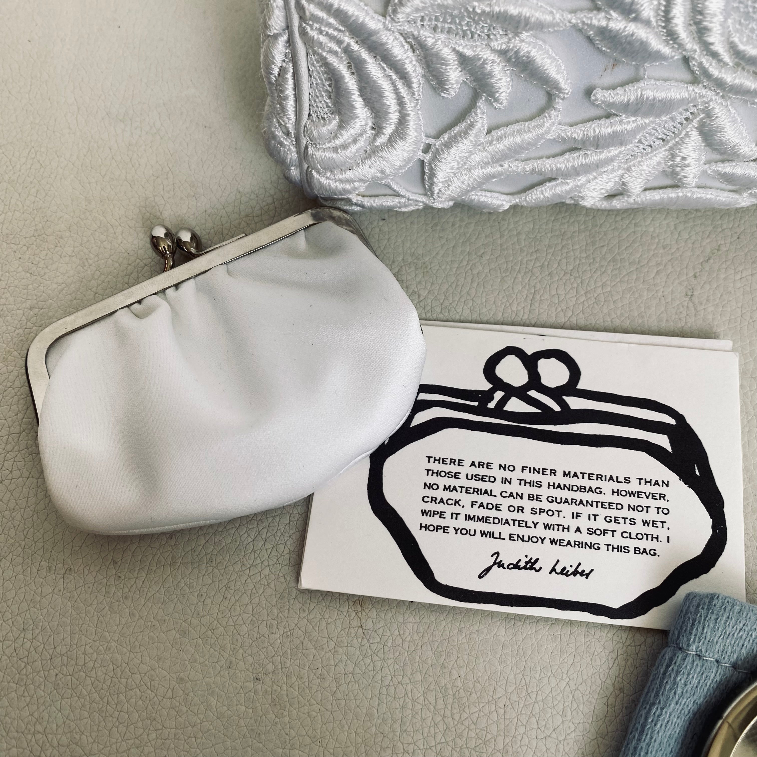 JUDITH LEIBER White/Crystal Shoulder Bag Bridal Handbag