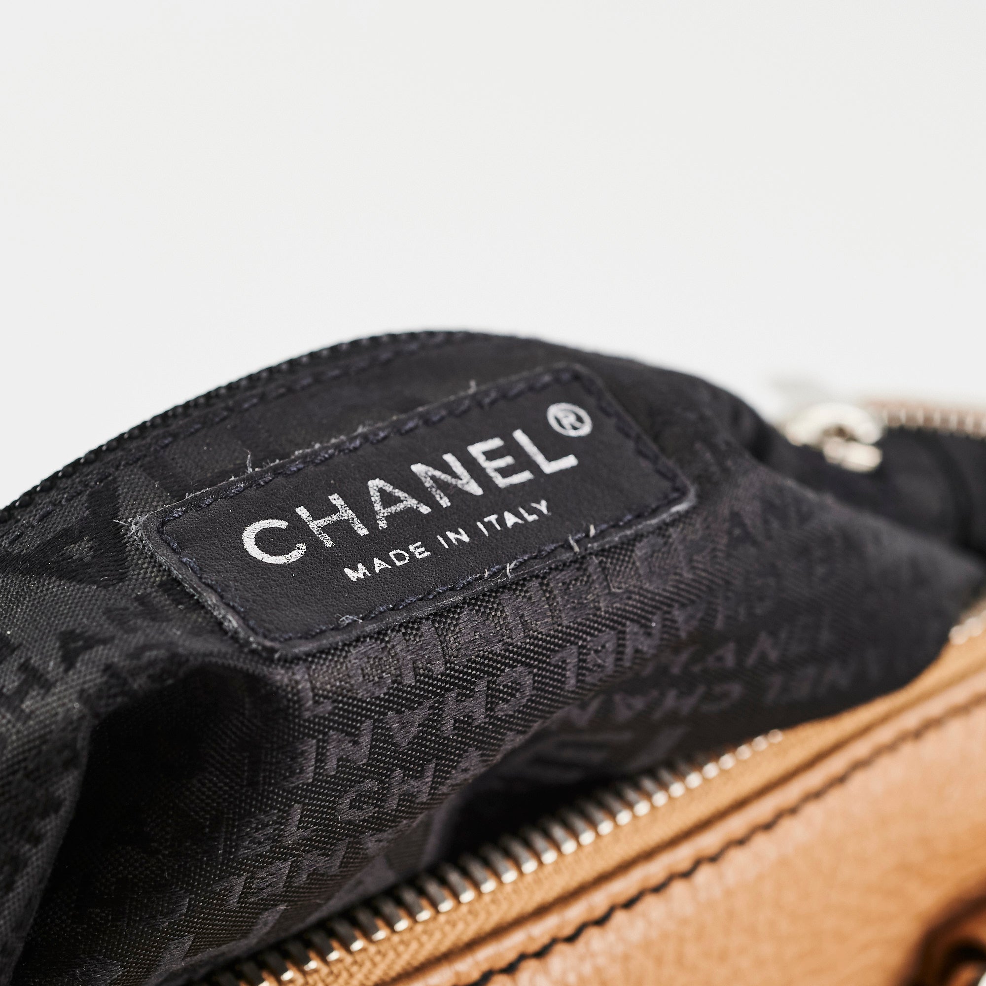 Chanel Boston Beige Caviar Shoulder Bag