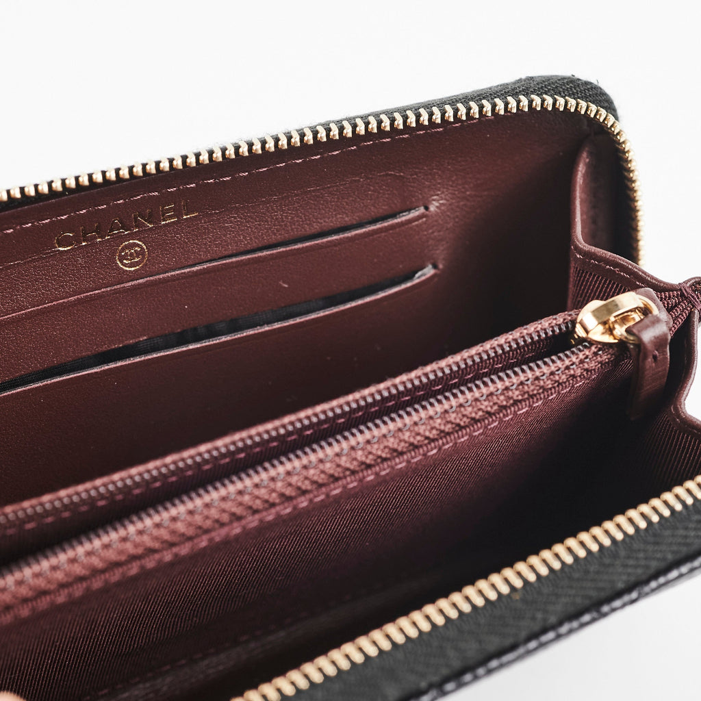 Chanel Zipper Wallet Caviar Black