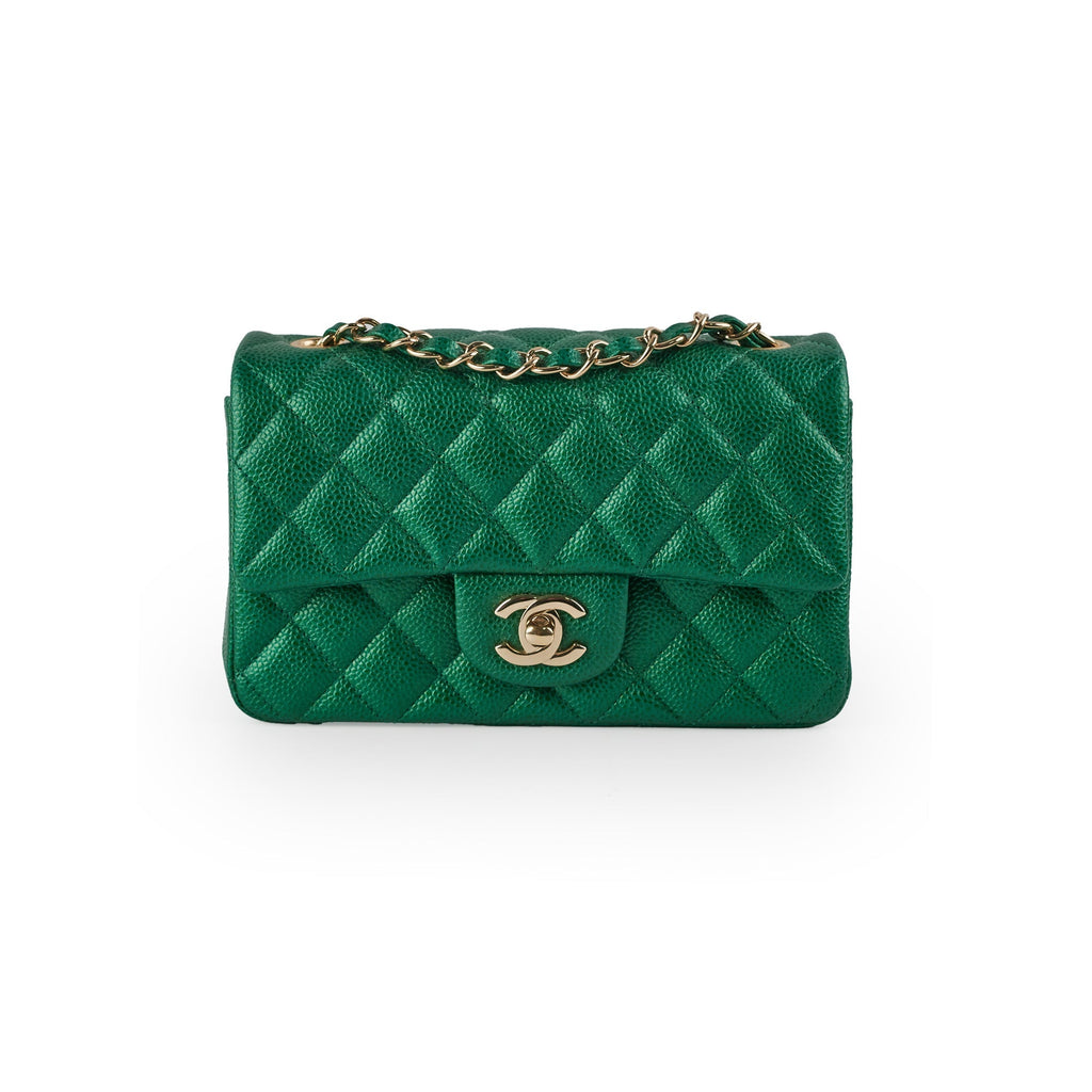 Chanel Caviar Mini Rectangular Emerald Green 18S