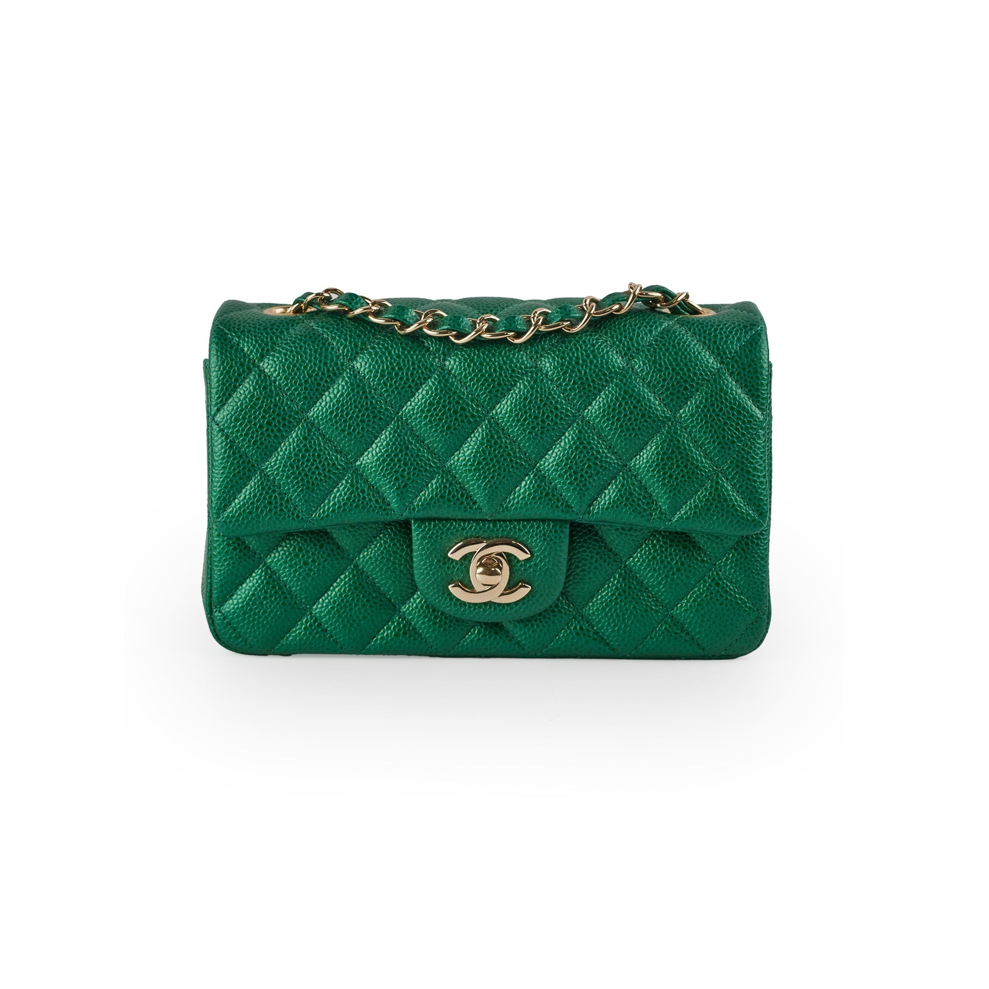 Chanel Caviar Mini Rectangular Emerald Green 18S