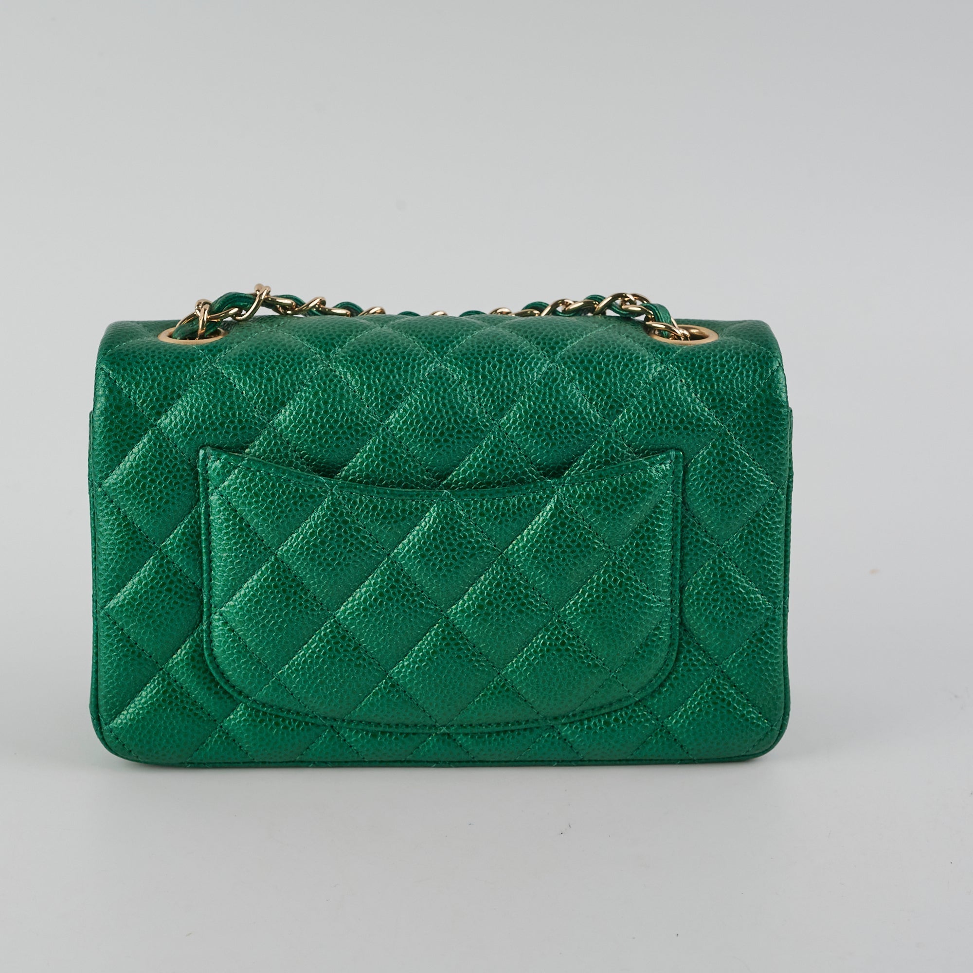 Chanel Caviar Mini Rectangular Emerald Green 18S