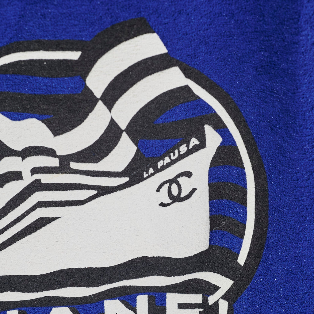 Chanel Tee - Shirt Cotton Tweed Blue Size 36