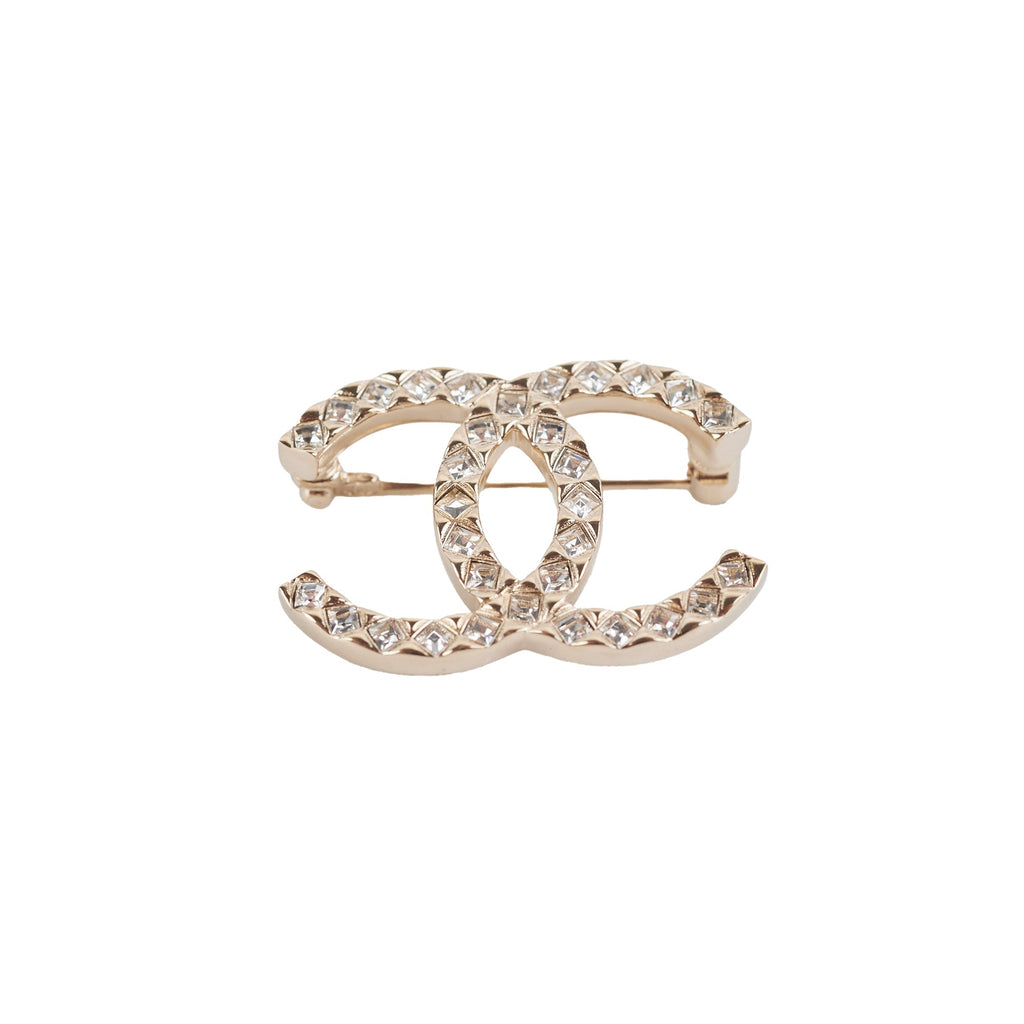 Chanel Rhinestone Brooch Gold Costume Jewellery