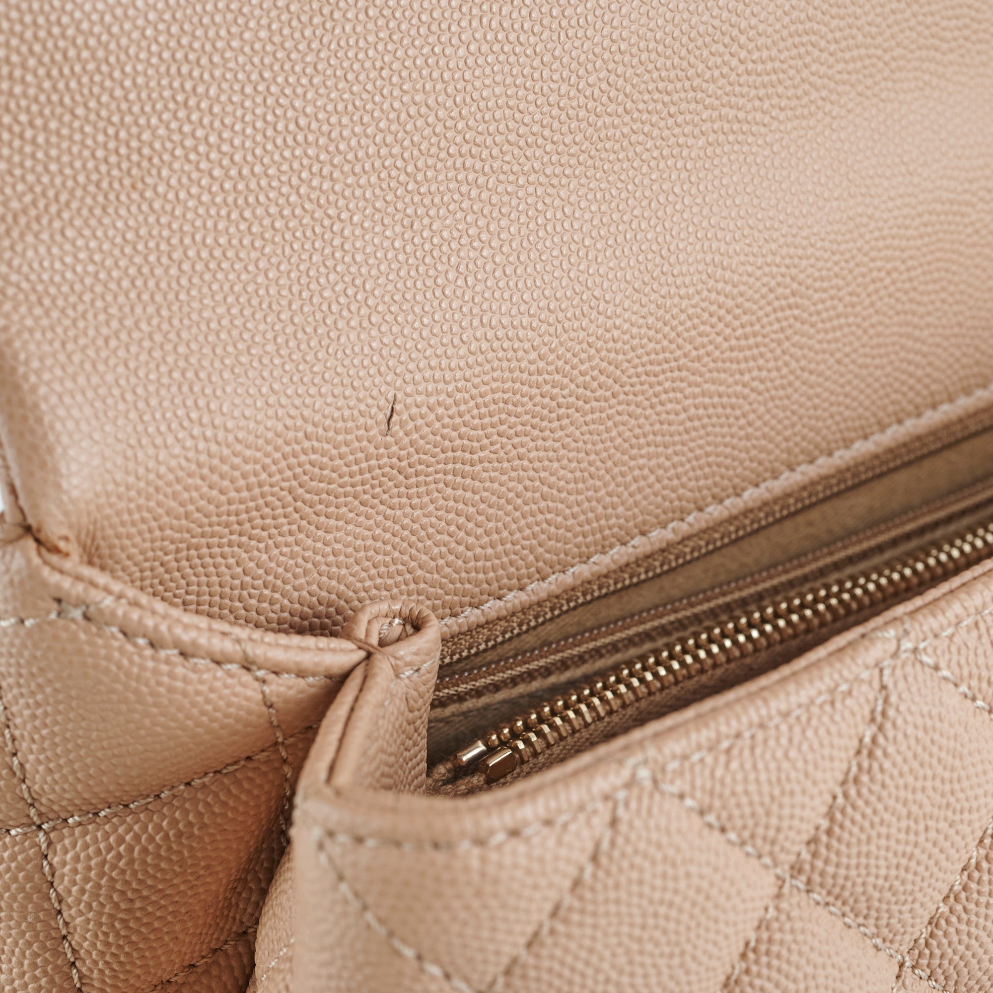 Chanel Medium Caviar Coco Handle Beige (Lizard embossed top handle)