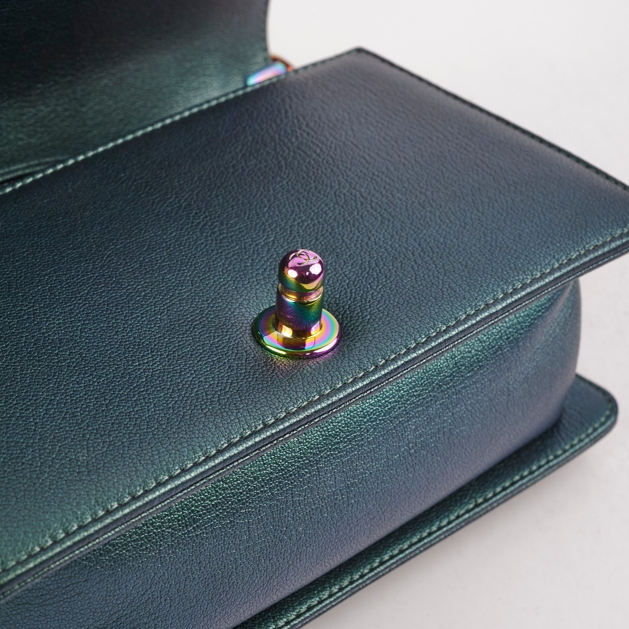 Chanel Small Iridescent Green Goatskin Boy
