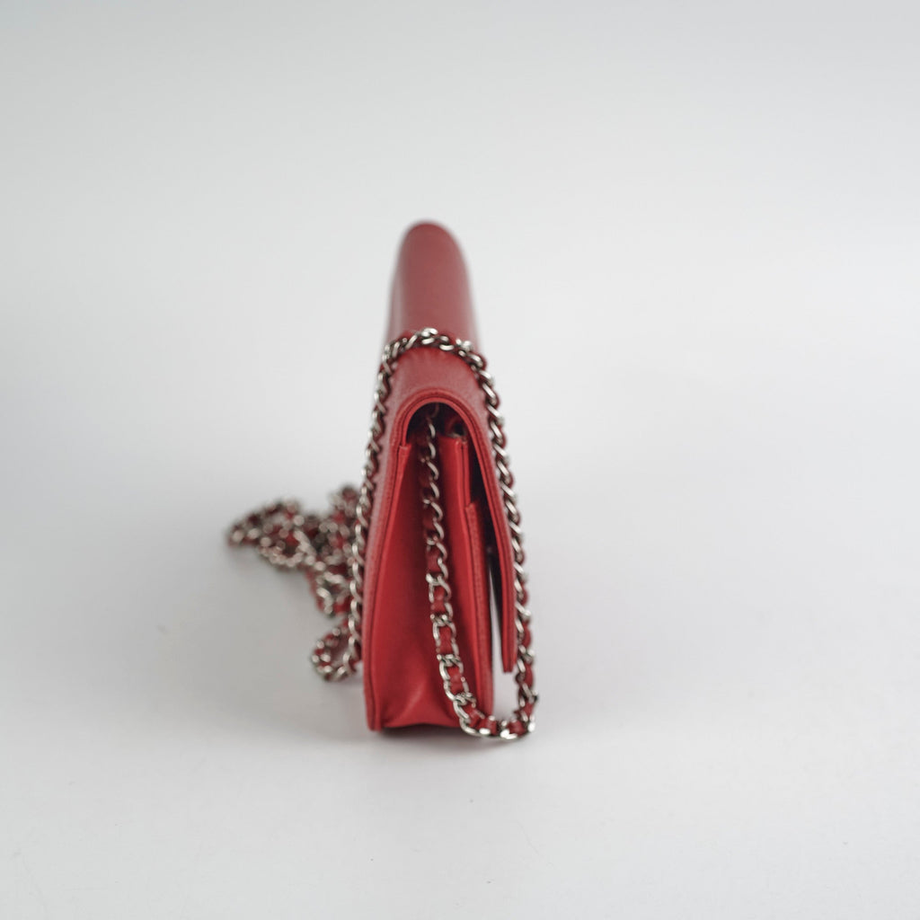 Chanel Coco Mark Caviar Red Wallet On Chain Woc