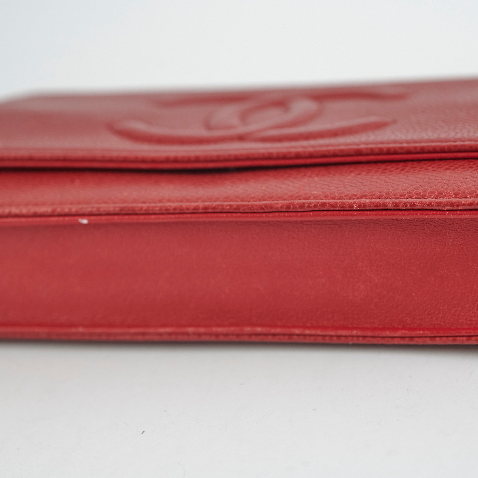 Chanel Coco Mark Caviar Red Wallet On Chain Woc