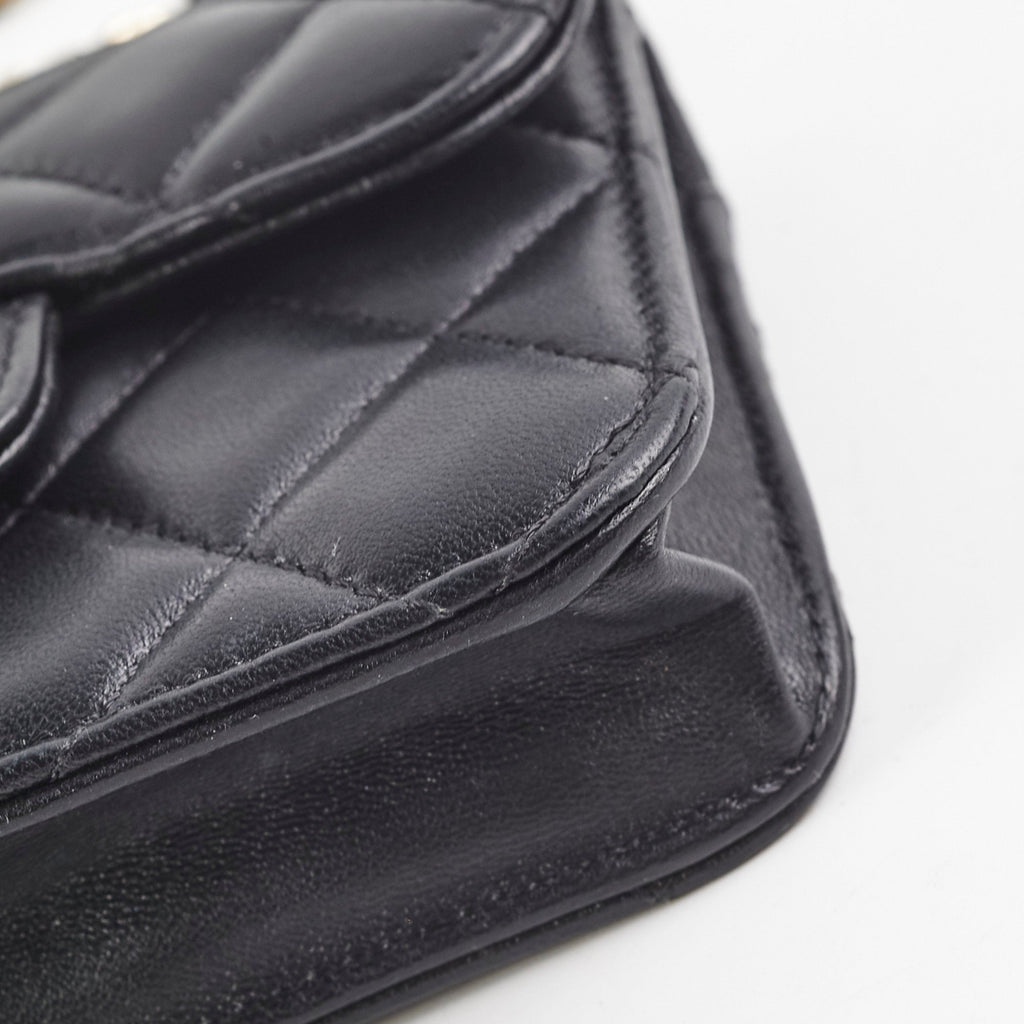 Chanel 21k Micro Top Handle Lambskin Black