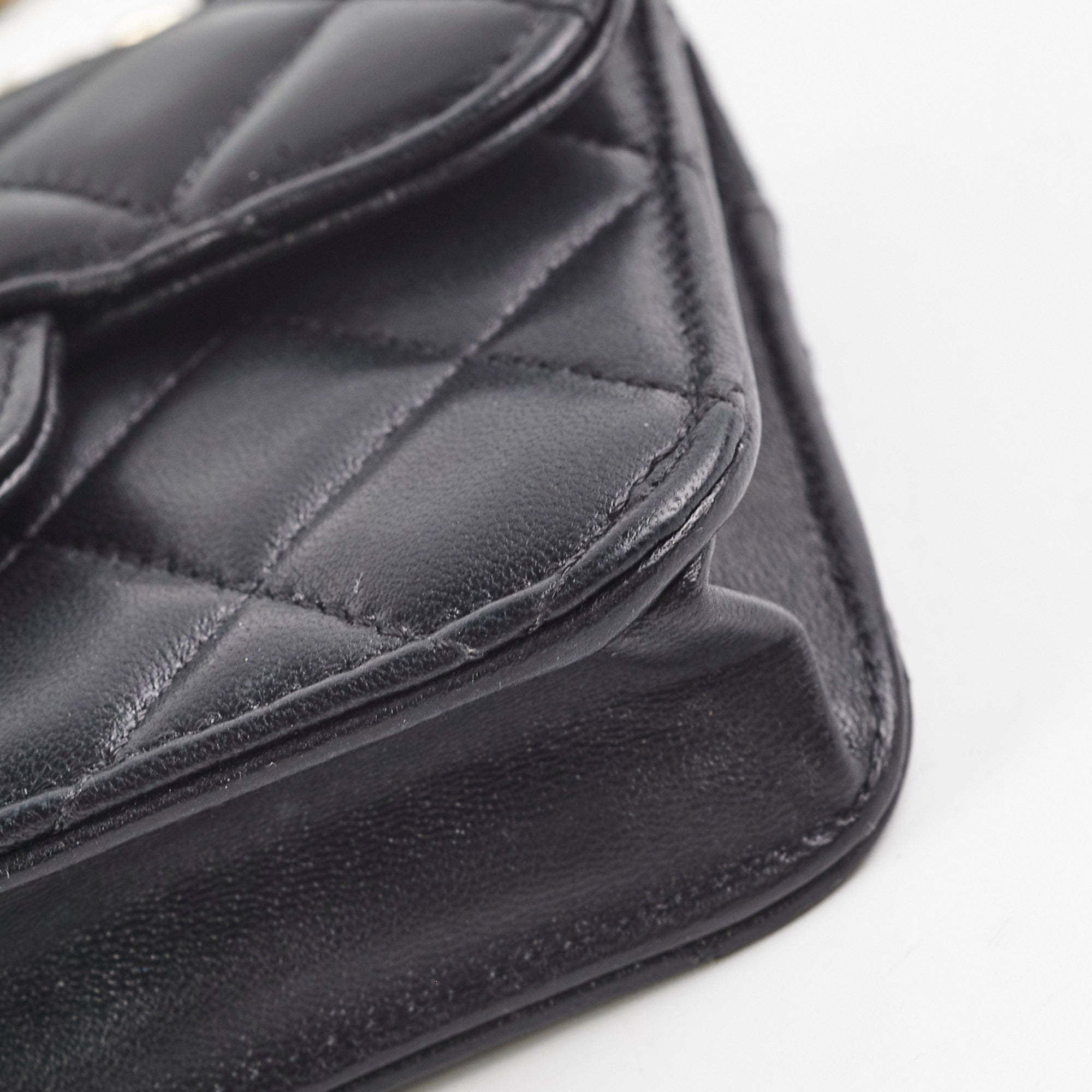 Chanel 21k Micro Top Handle Lambskin Black