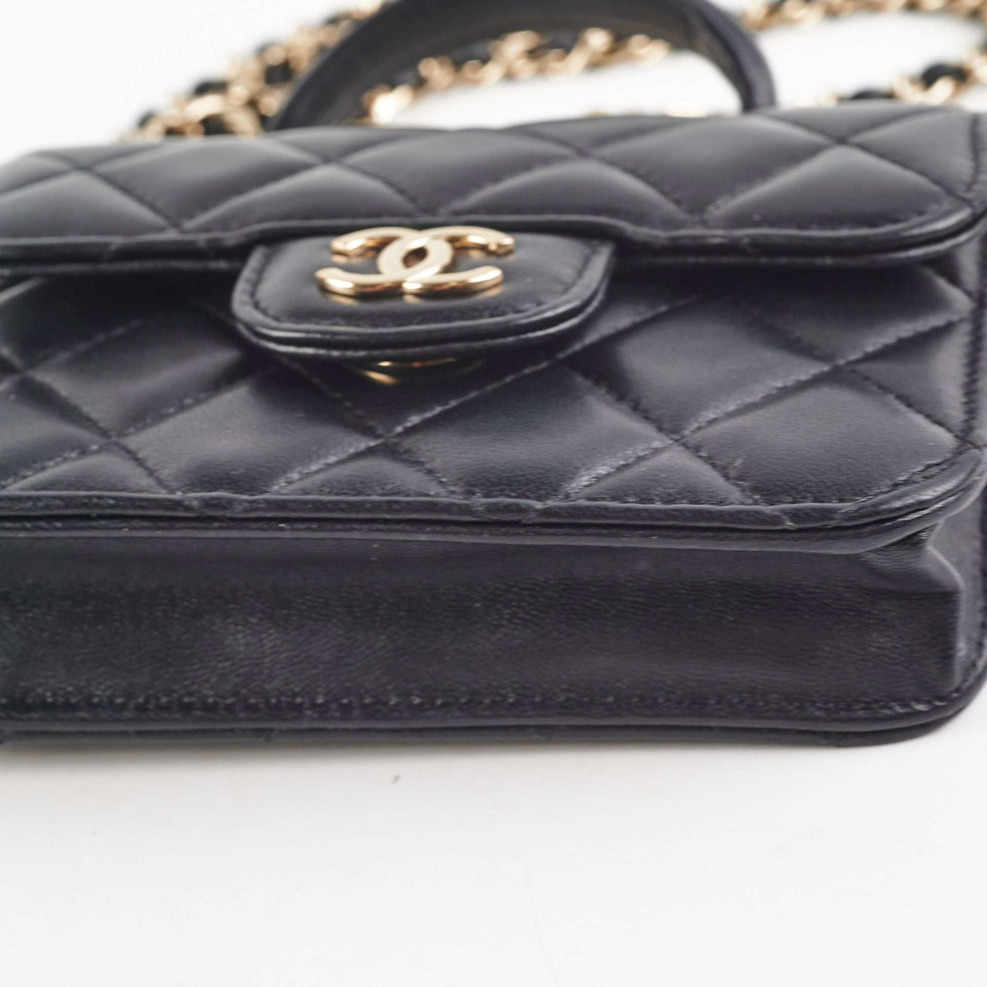 Chanel 21k Micro Top Handle Lambskin Black