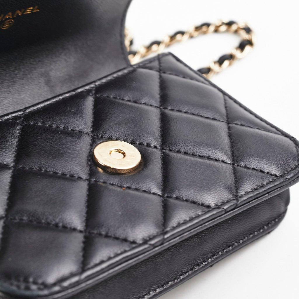 Chanel 21k Micro Top Handle Lambskin Black