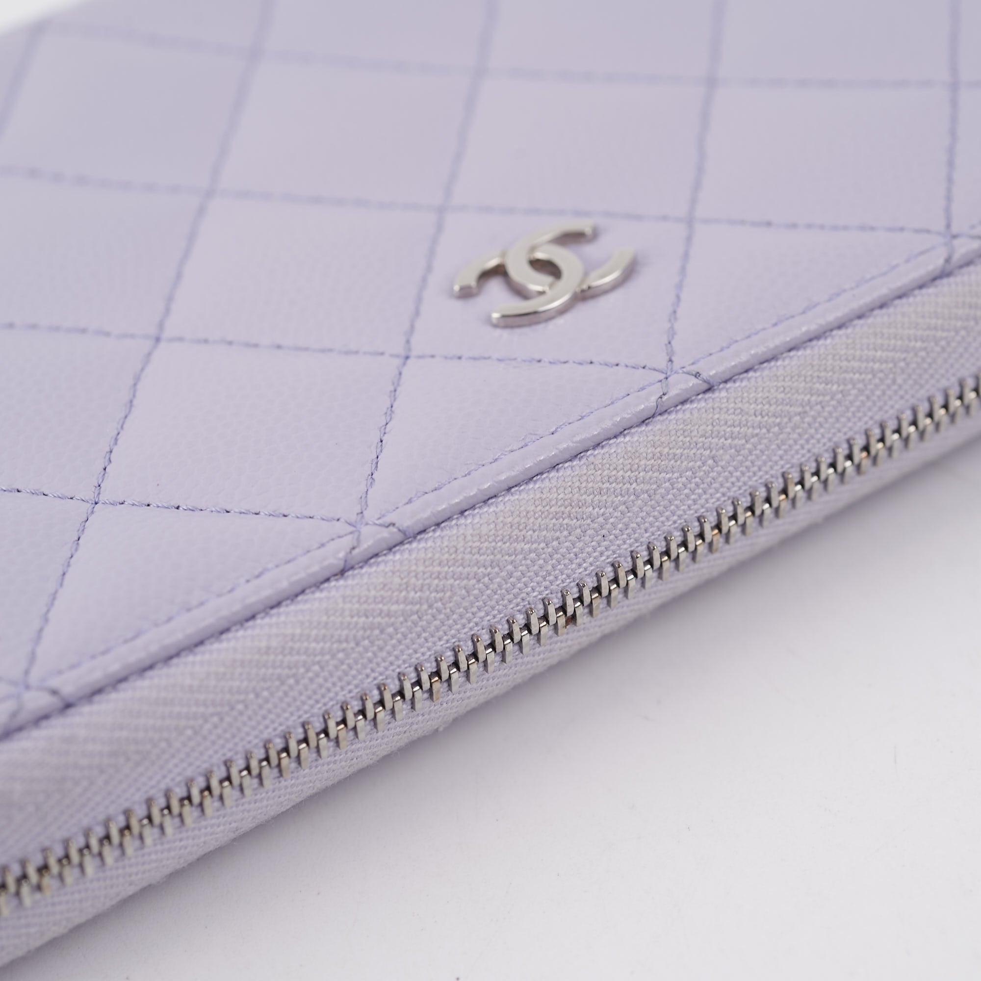 Chanel Caviar Classic Long Zipped Wallet Light Purple