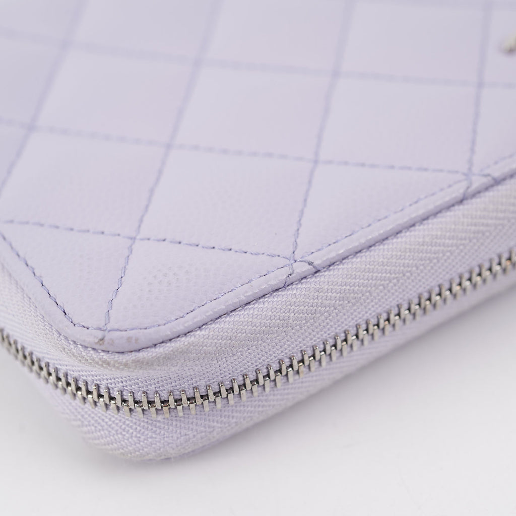Chanel Caviar Classic Long Zipped Wallet Light Purple