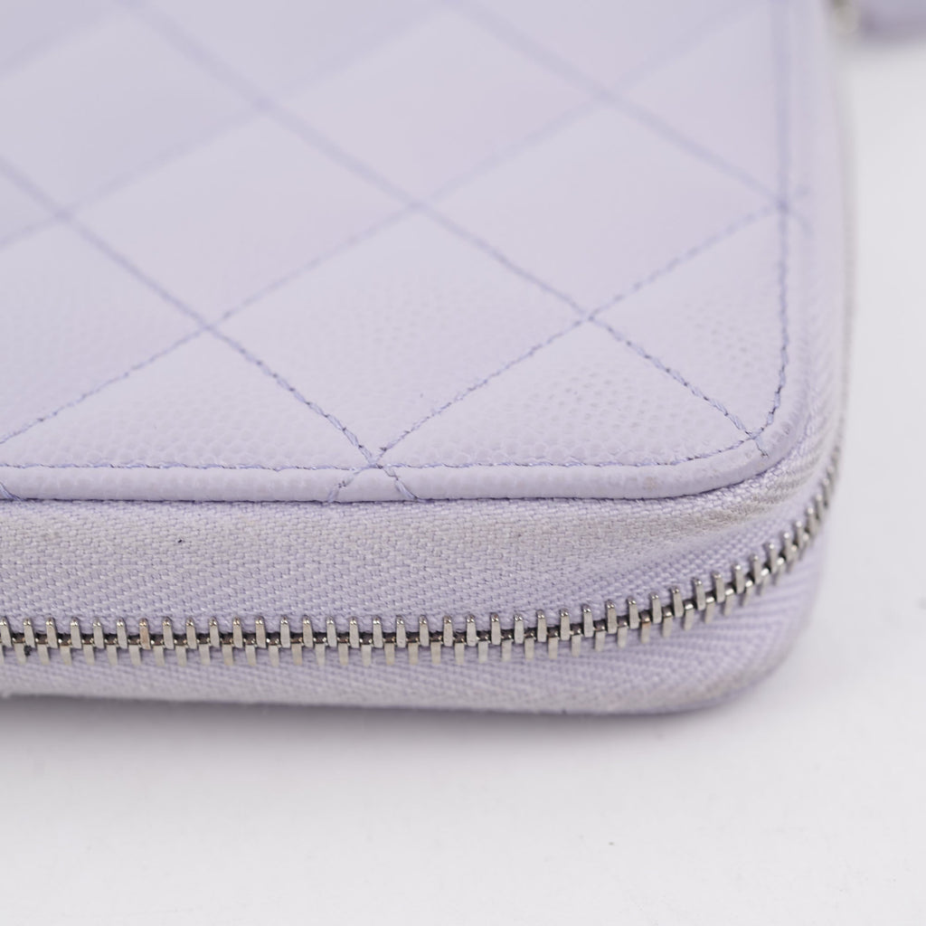 Chanel Caviar Classic Long Zipped Wallet Light Purple