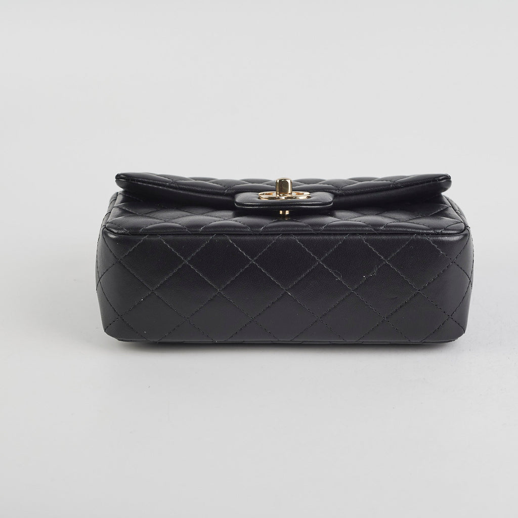 Chanel Mini Rectangular Lambskin Black Crossbody Bag