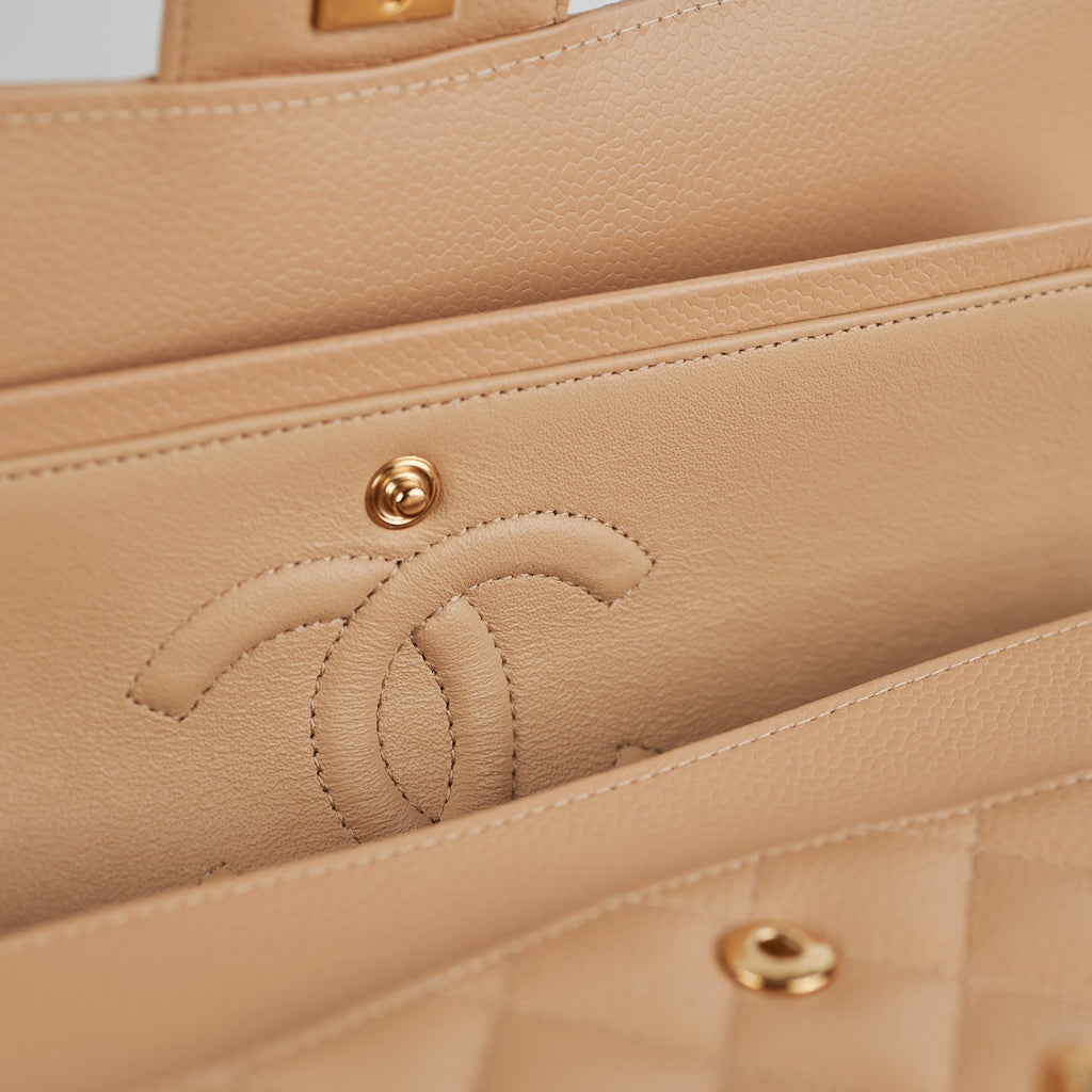 Chanel Medium/Large Double Classic Flap Beige HOLD