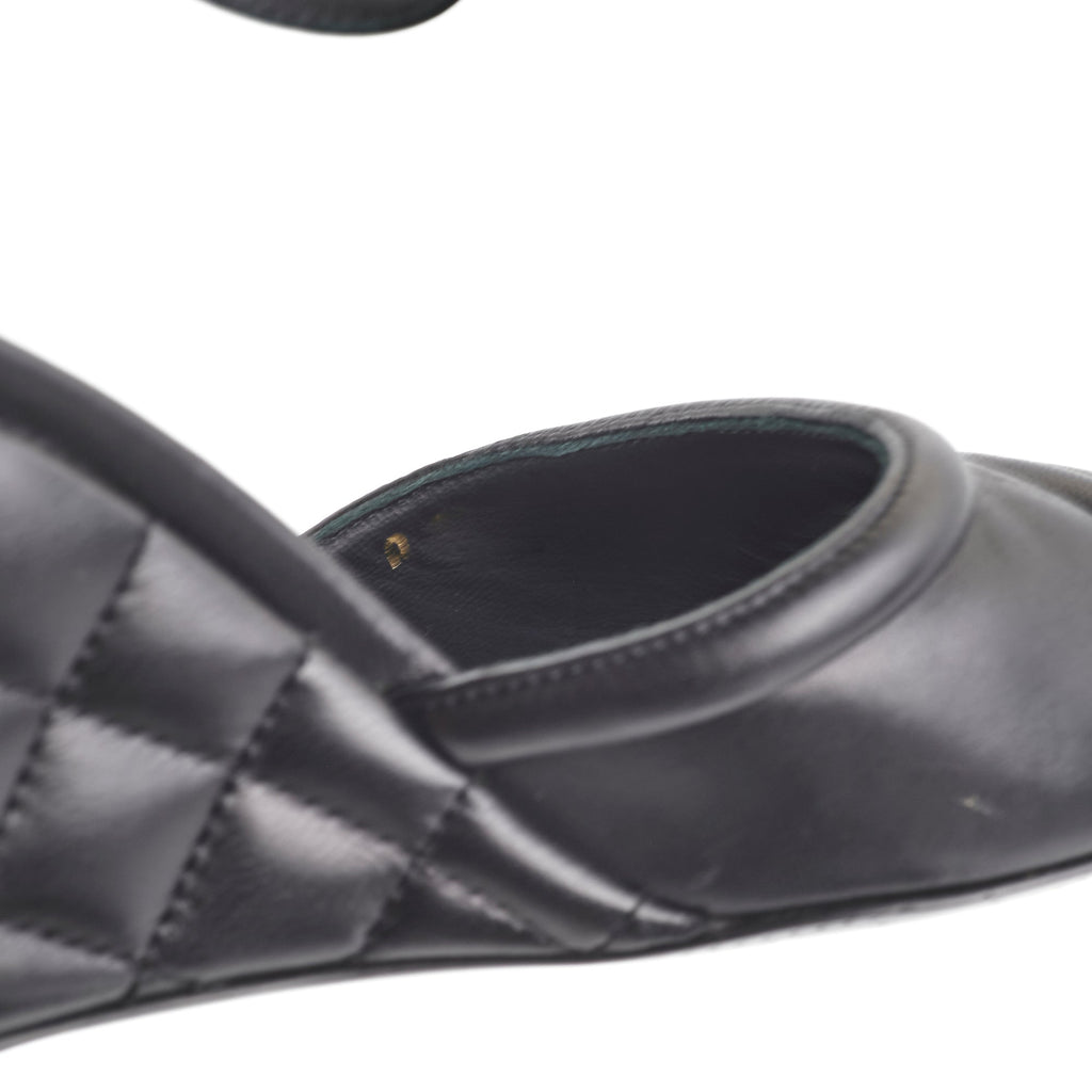 Chanel Quilted Black Sandals Size 40
