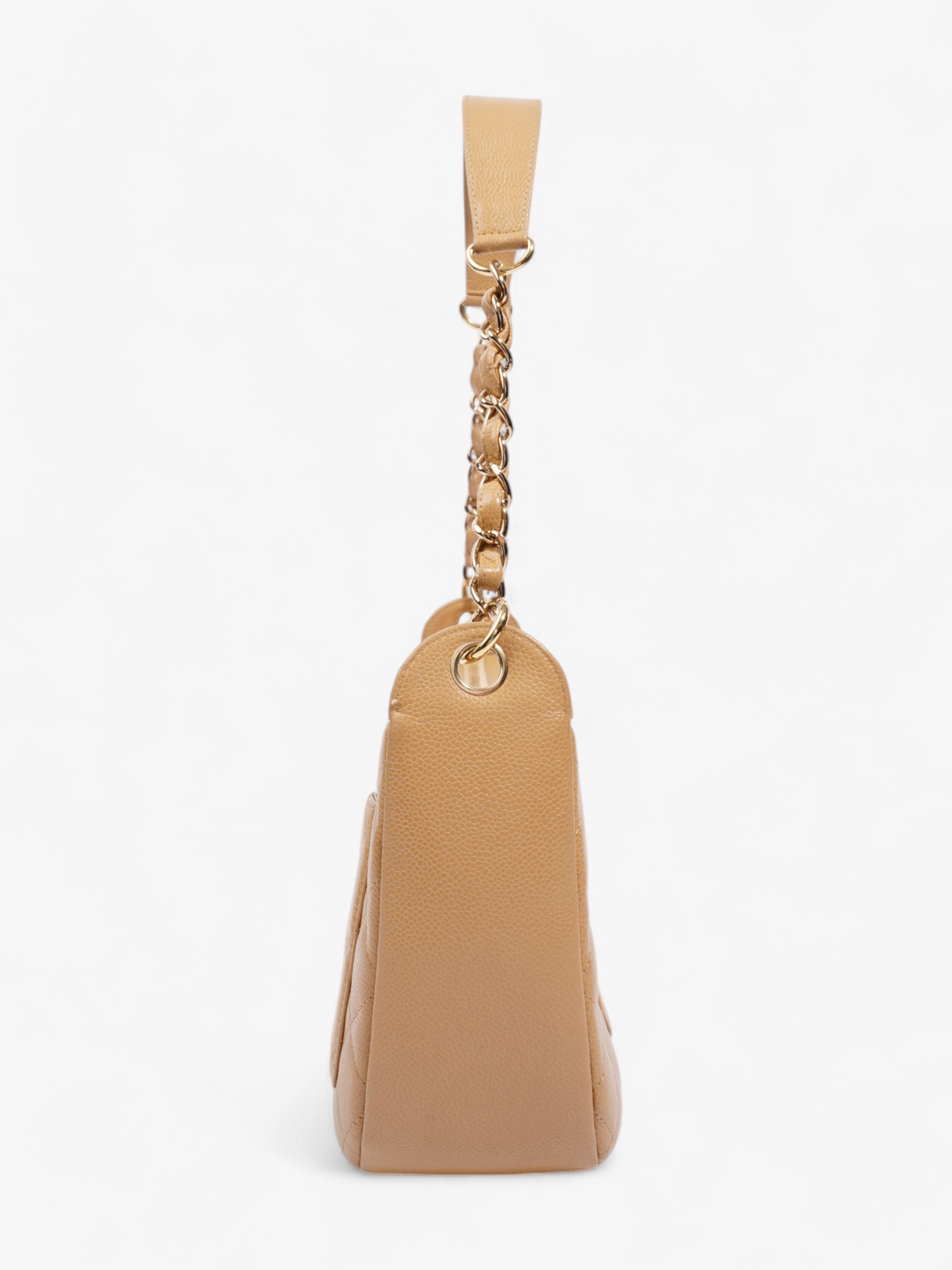 Chanel Timeless CC Shoulder Bag Beige Caviar Leather
