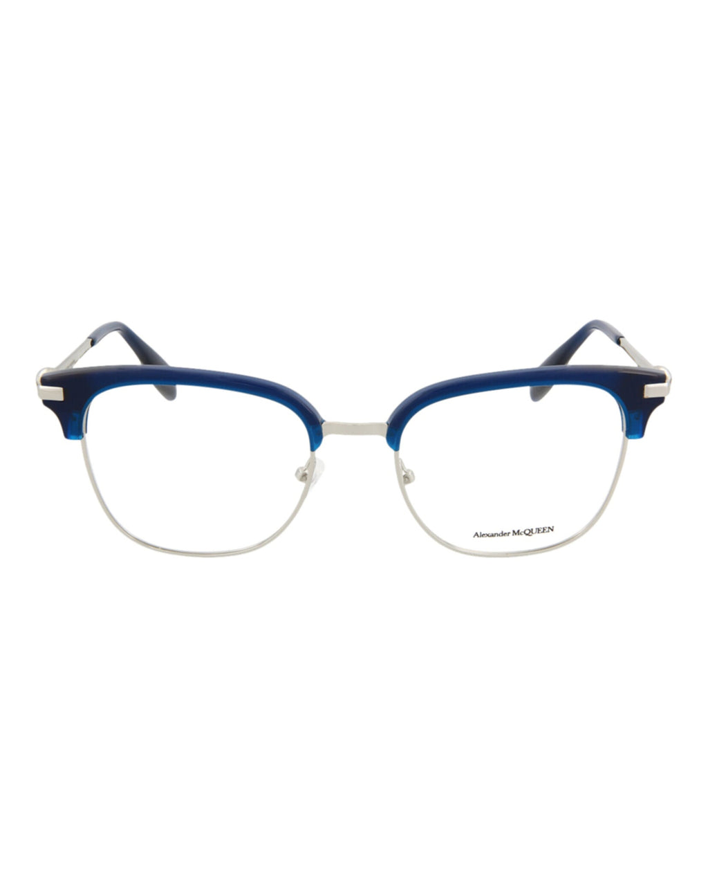 Alexander McQueen Mens Round/Oval Silver Silver Transparent Fashion Designer Eyewear