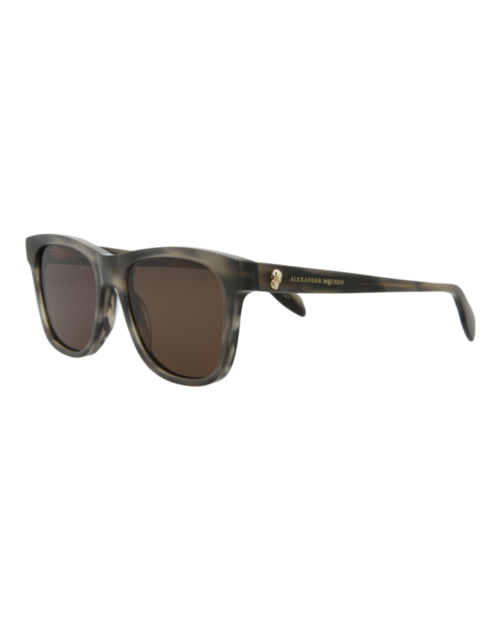 Alexander McQueen Unisex Square/Rectangle Grey Grey Brown Fashion Designer Eyewear