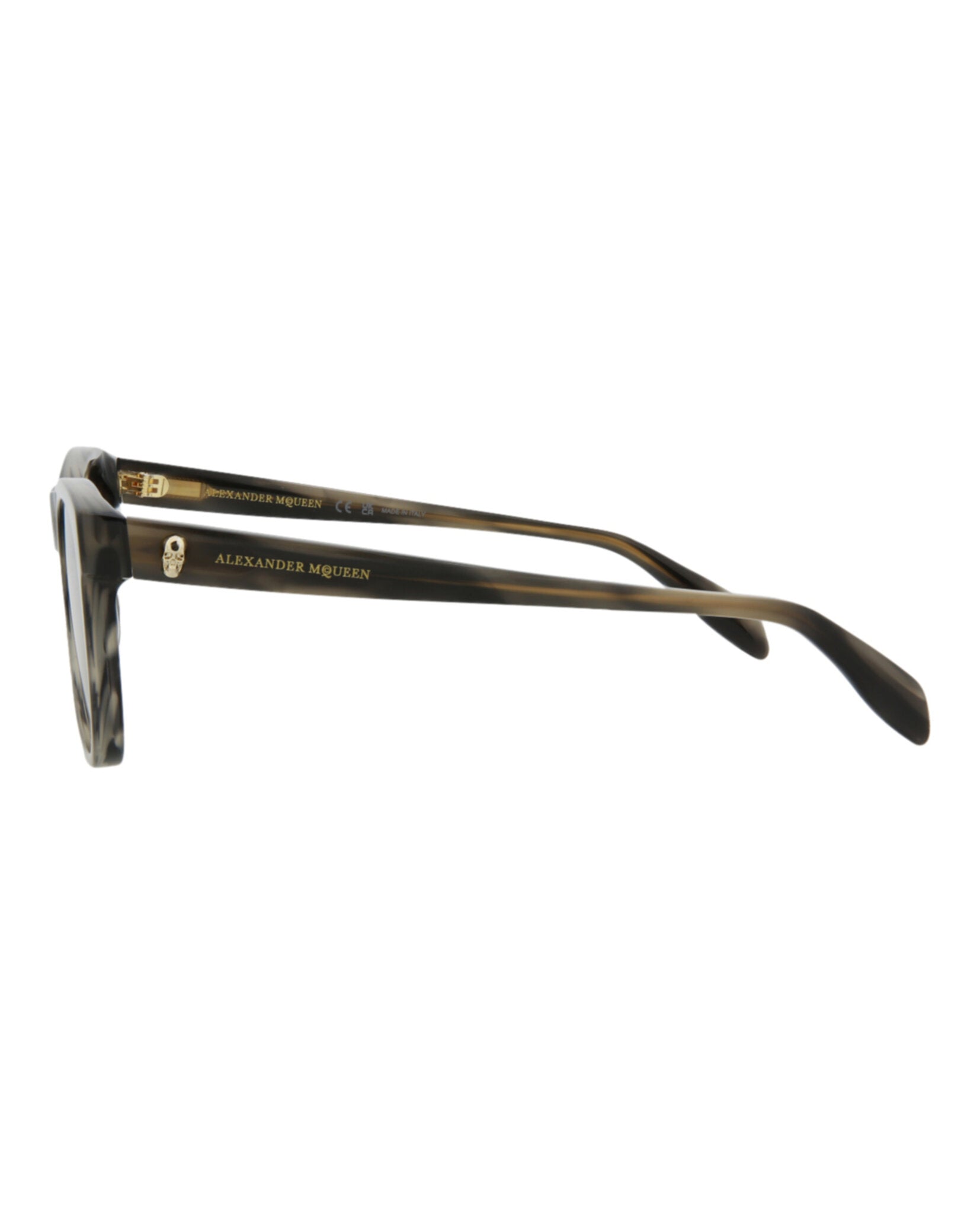 Alexander McQueen Unisex Square/Rectangle Grey Grey Brown Fashion Designer Eyewear