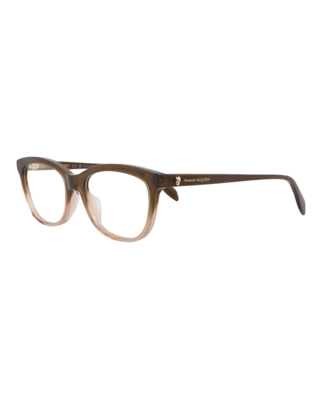 Alexander McQueen Womens Square/Rectangle Brown Brown Transparent Fashion Designer Eyewear