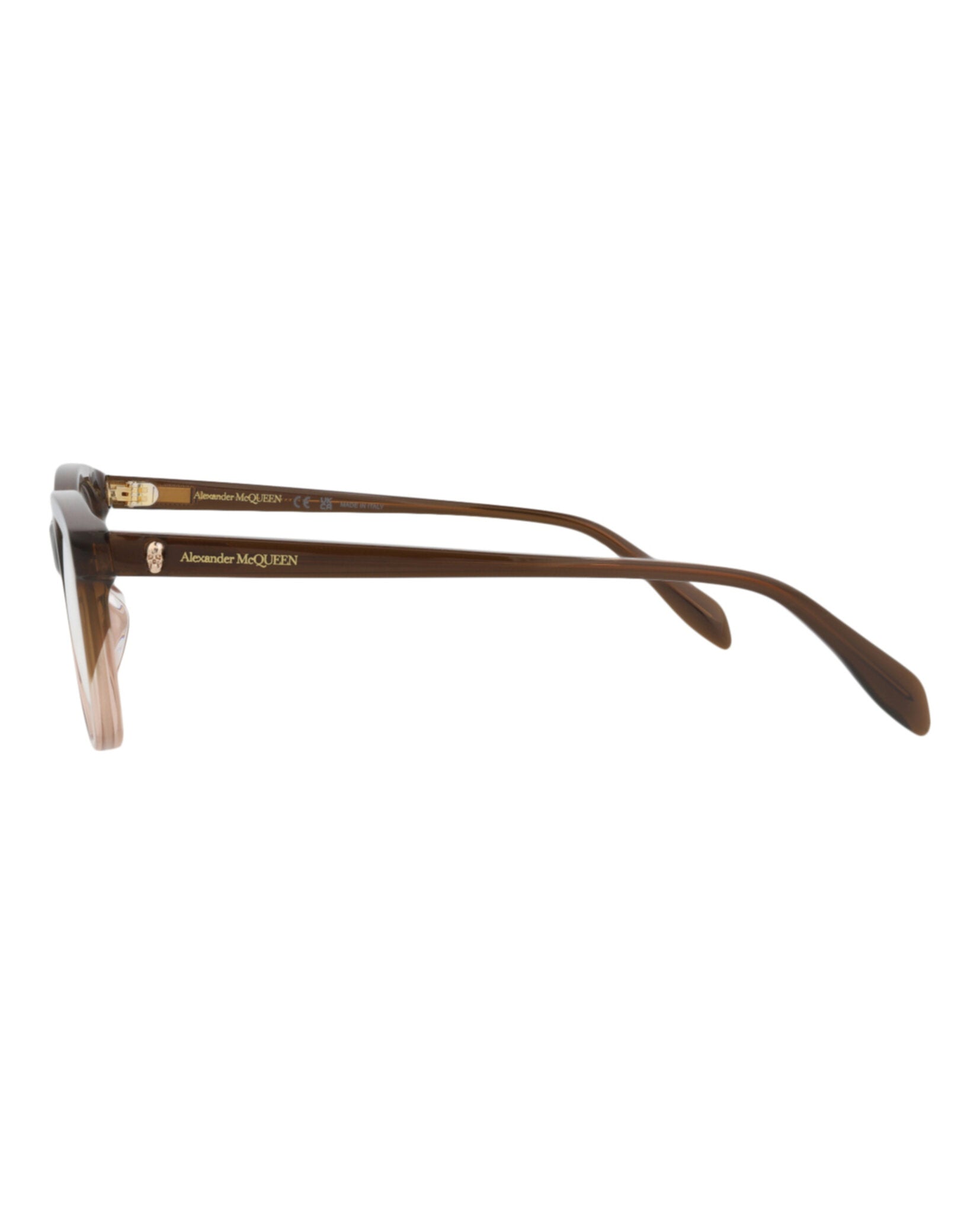 Alexander McQueen Womens Square/Rectangle Brown Brown Transparent Fashion Designer Eyewear