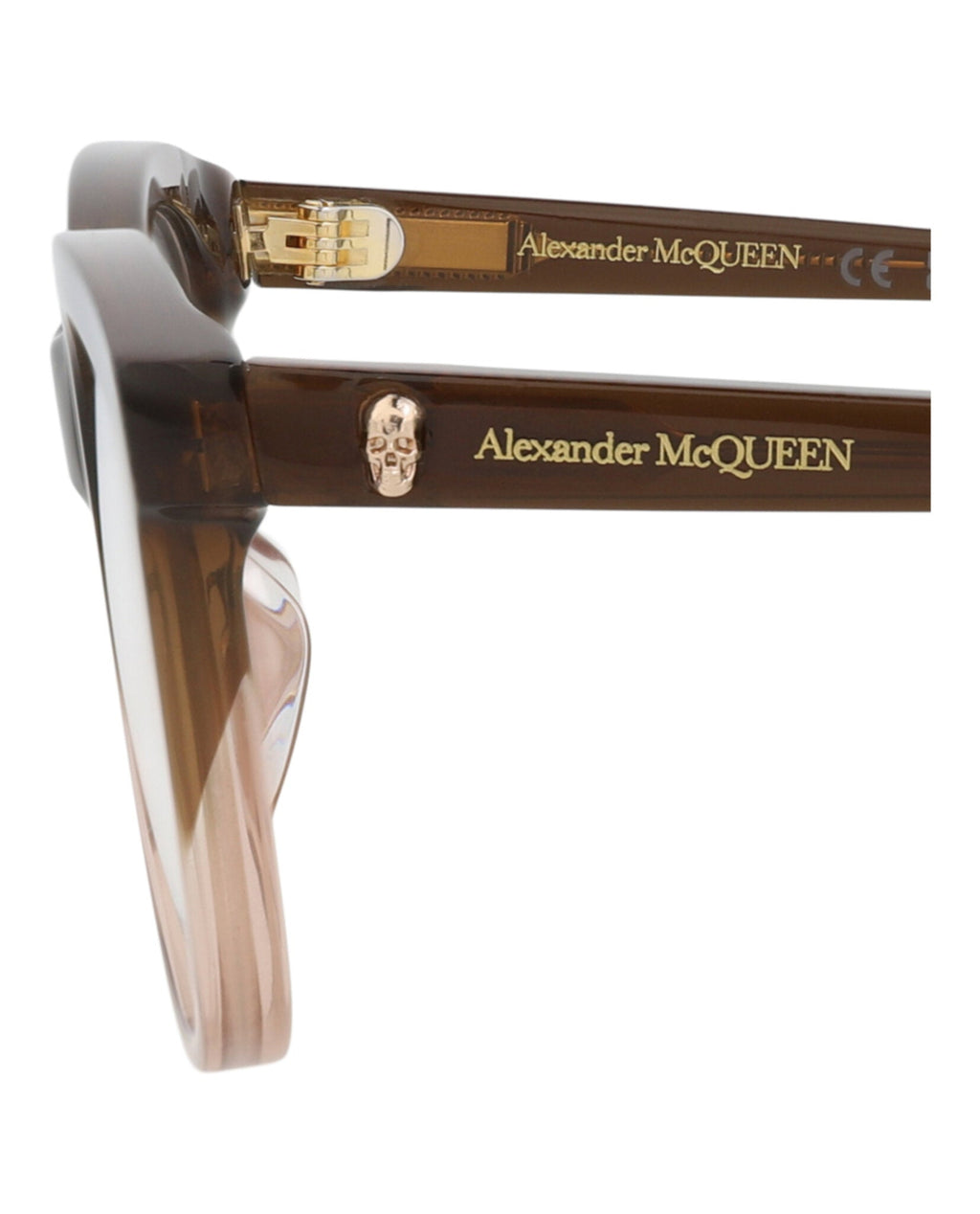 Alexander McQueen Womens Square/Rectangle Brown Brown Transparent Fashion Designer Eyewear