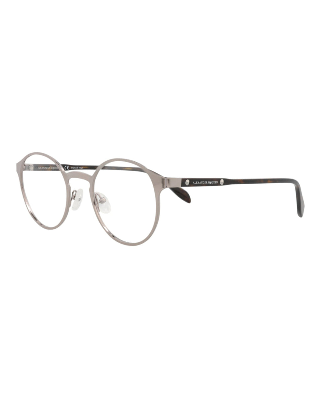 Alexander McQueen Unisex Round/Oval Ruthenium Havana Transparent Fashion Designer Eyewear